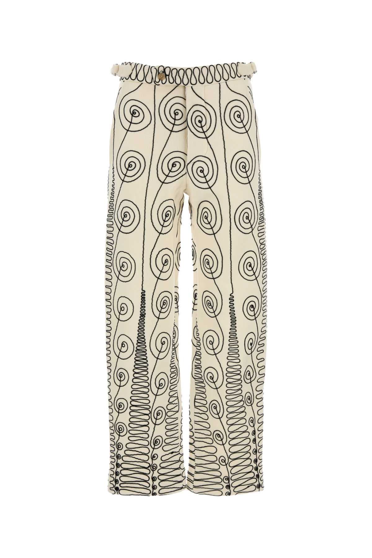 Embroidered wool Quillwork pant