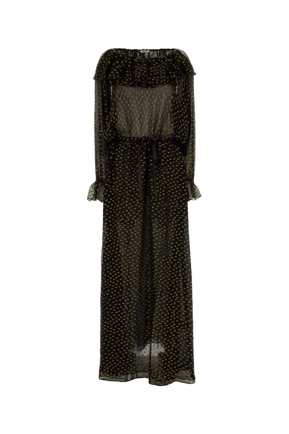 Embroidered silk blend Stadium dress