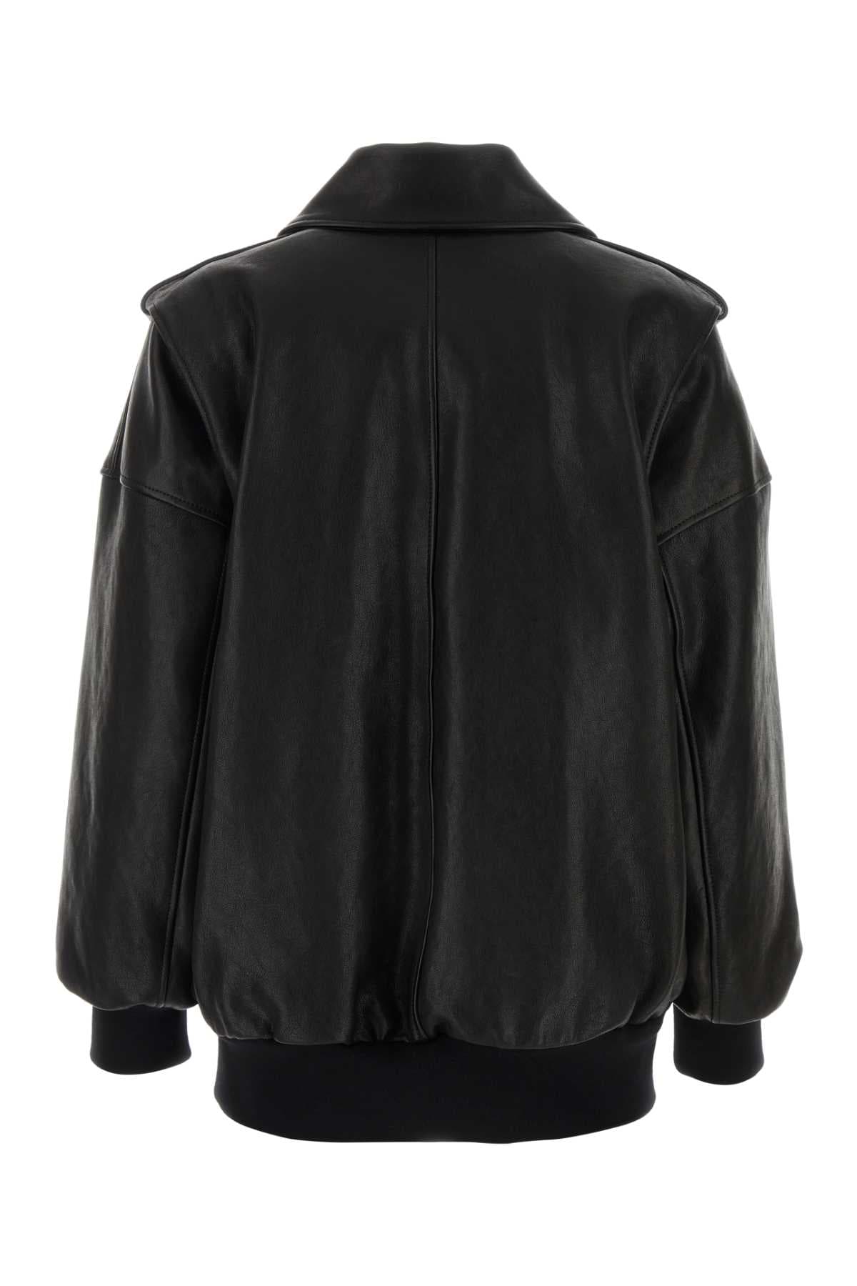 Black leather oversize jacket - мініатюра 2