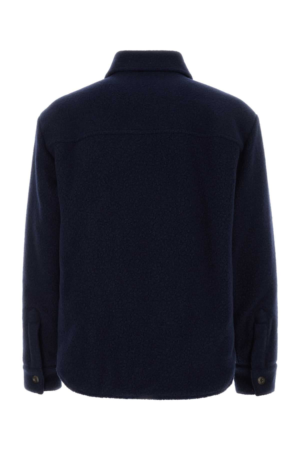 Navy blue wool blend jacket - мініатюра 2