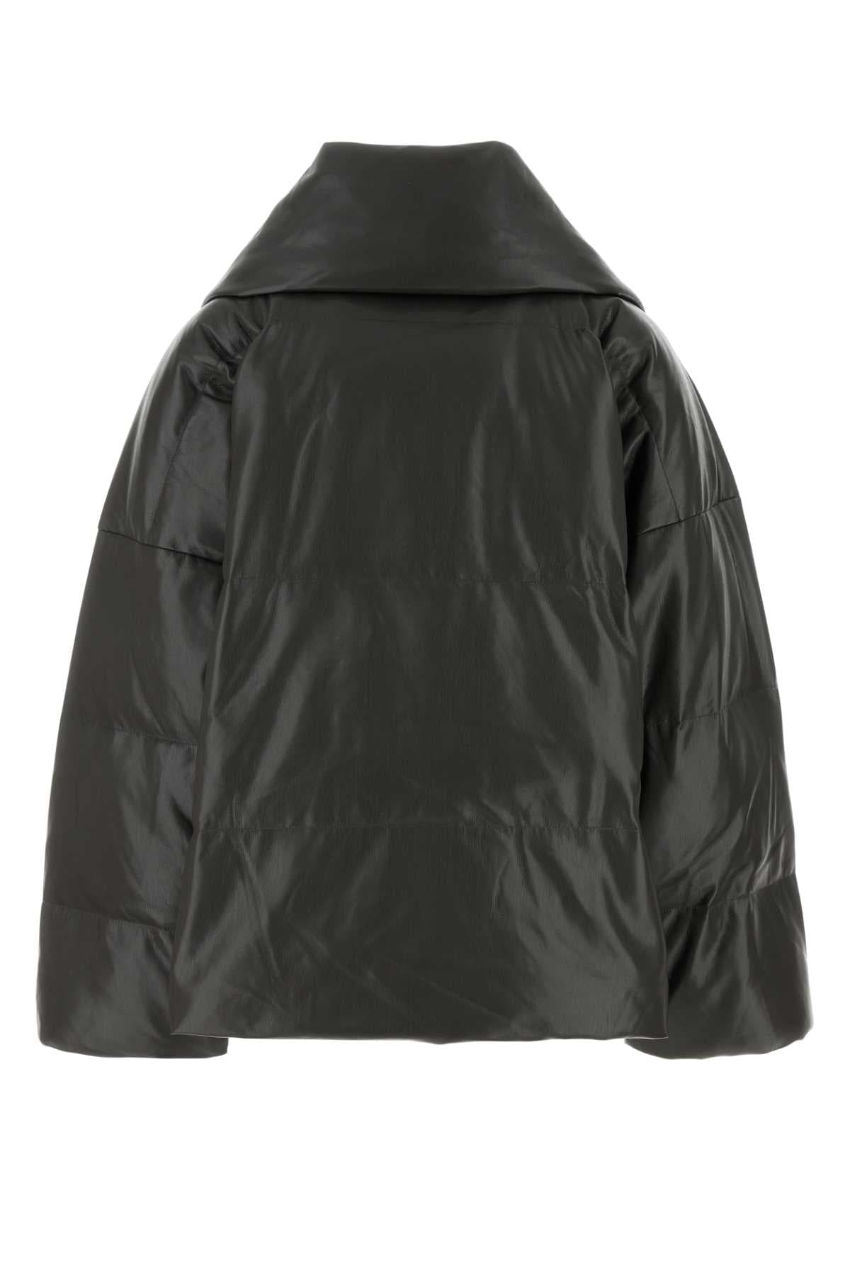 Charcoal synthetic leather down jacket - мініатюра 2