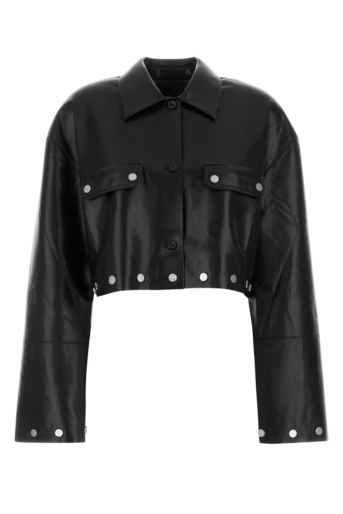 Black synthetic leather Kassie shirt