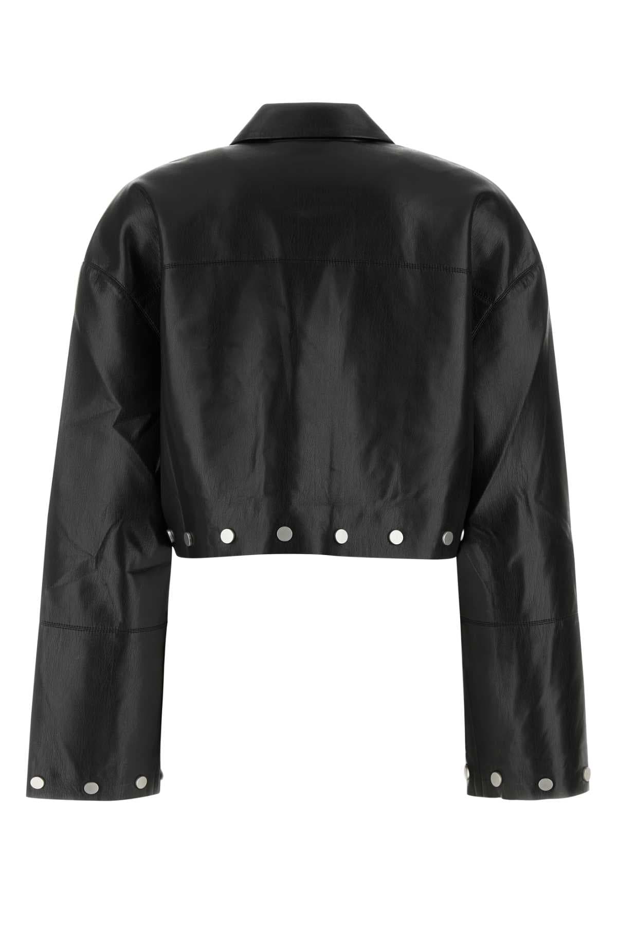 Black synthetic leather Kassie shirt - мініатюра 2