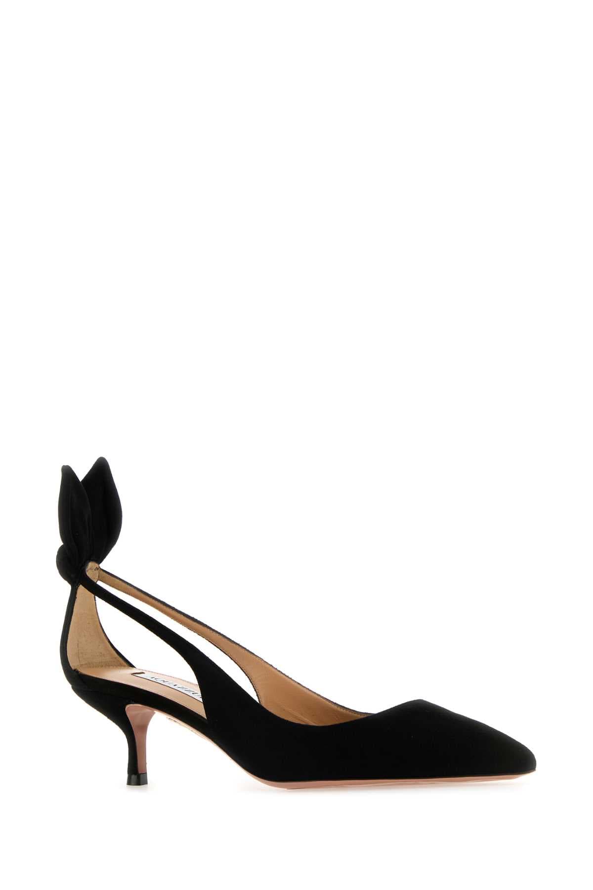 Black suede Bow Tie 50 pumps - мініатюра 2