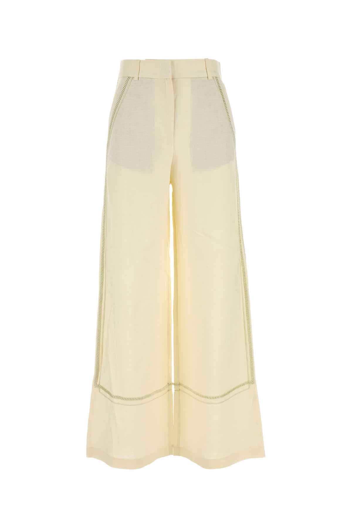 Cream linen blend Fortuna wide-leg pant
