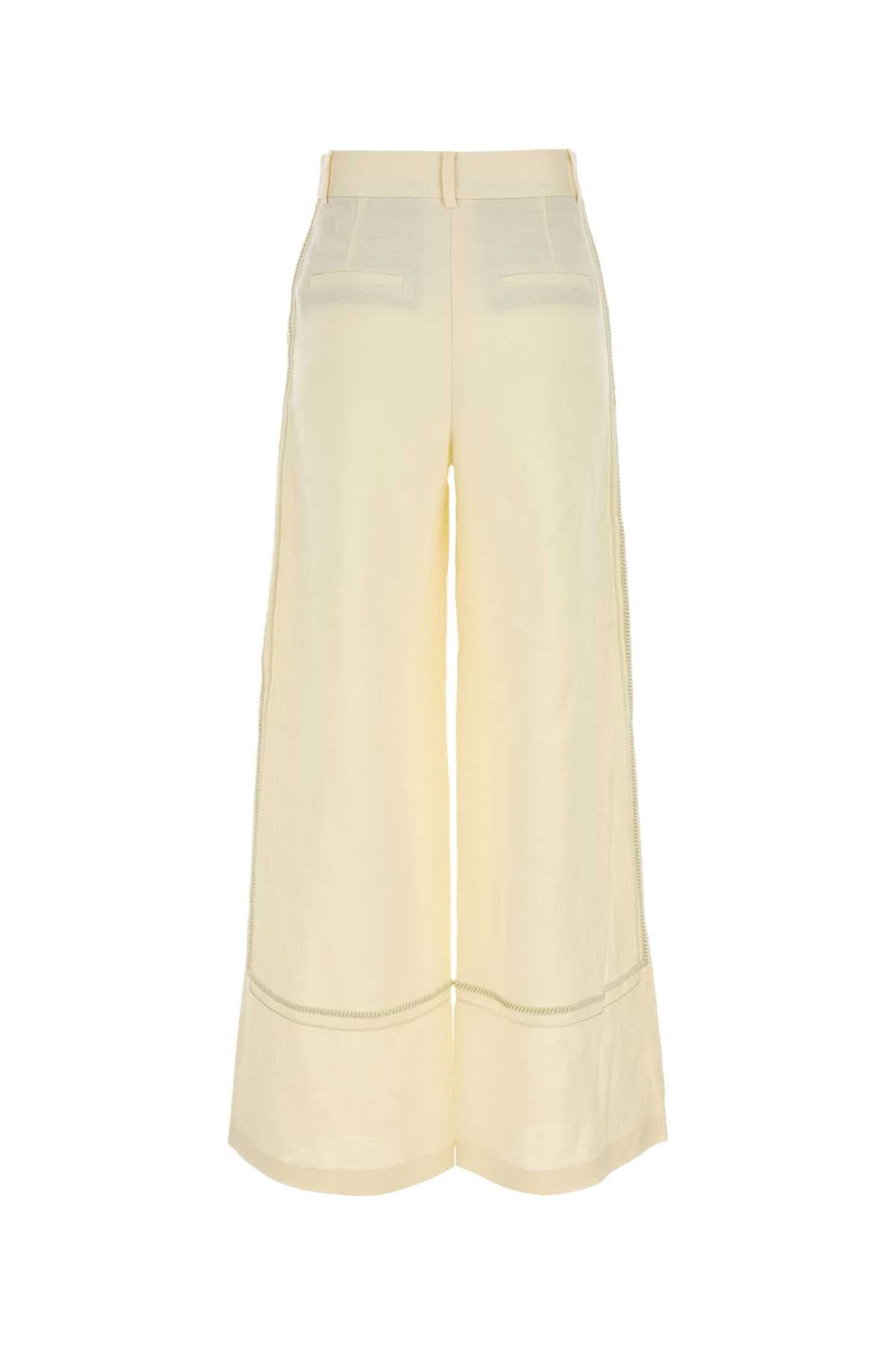 Cream linen blend Fortuna wide-leg pant - мініатюра 2