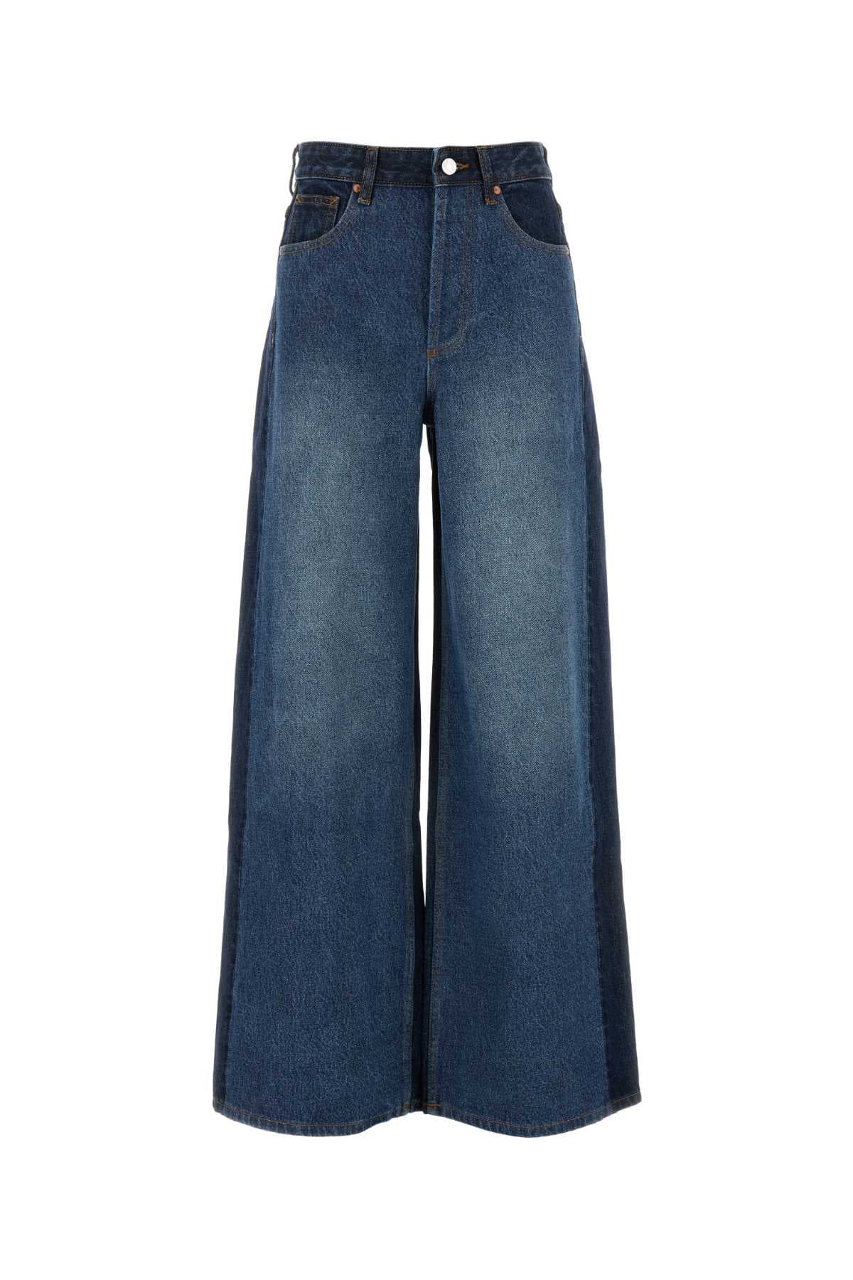 Two-tone denim Palma wide-leg jeans
