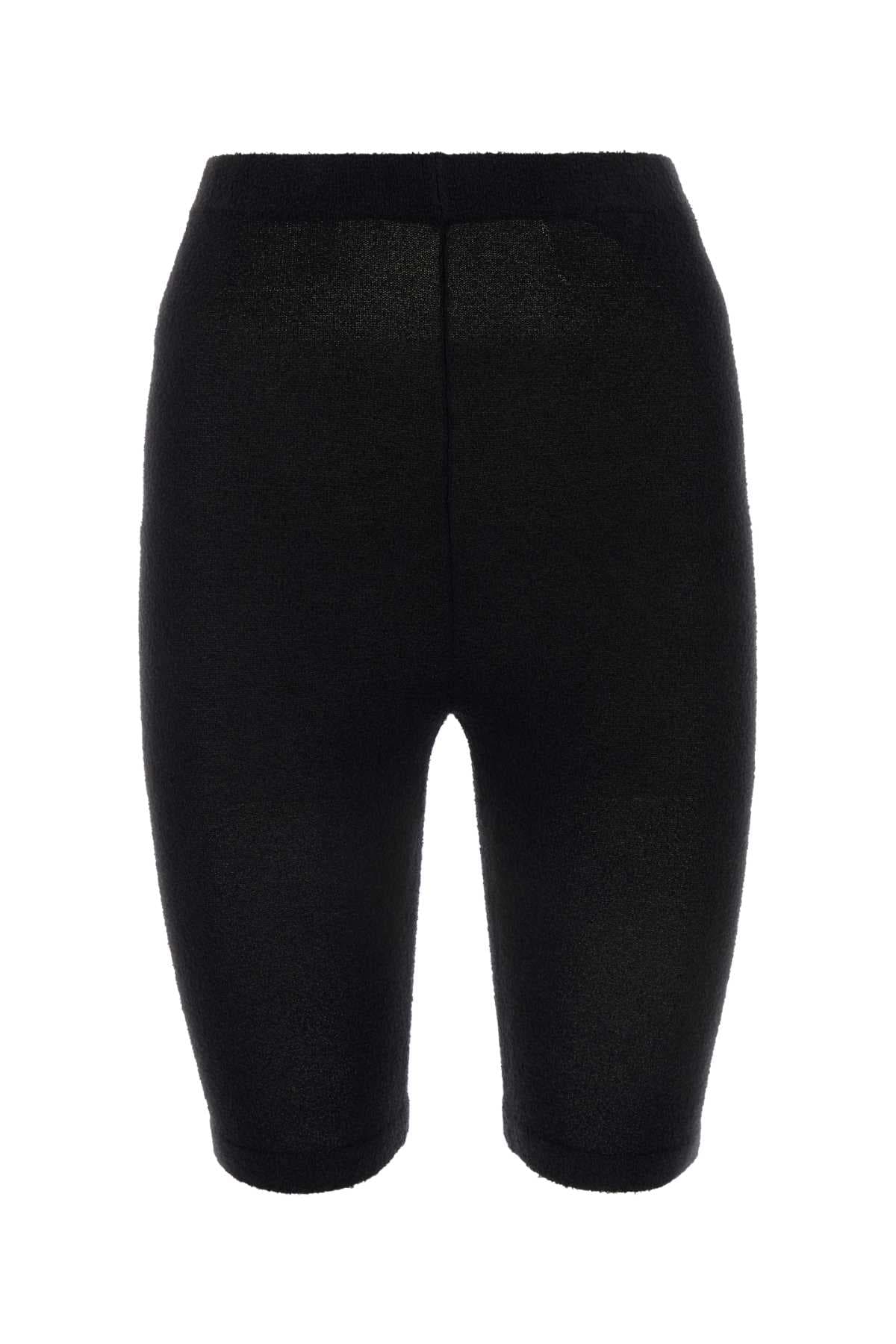 Black stretch terry fabric leggings