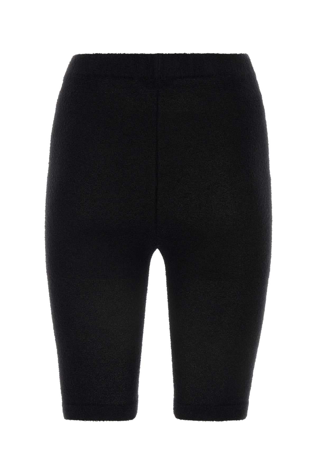 Black stretch terry fabric leggings - мініатюра 2