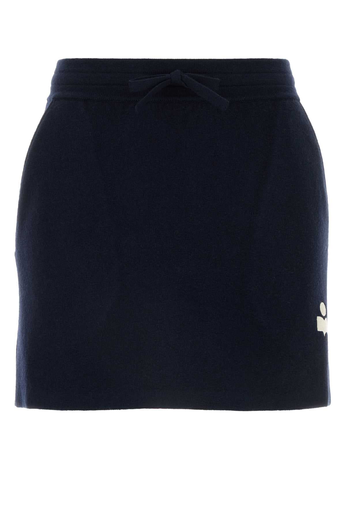 Midnight blue stretch cotton blend Amaline mini skirt