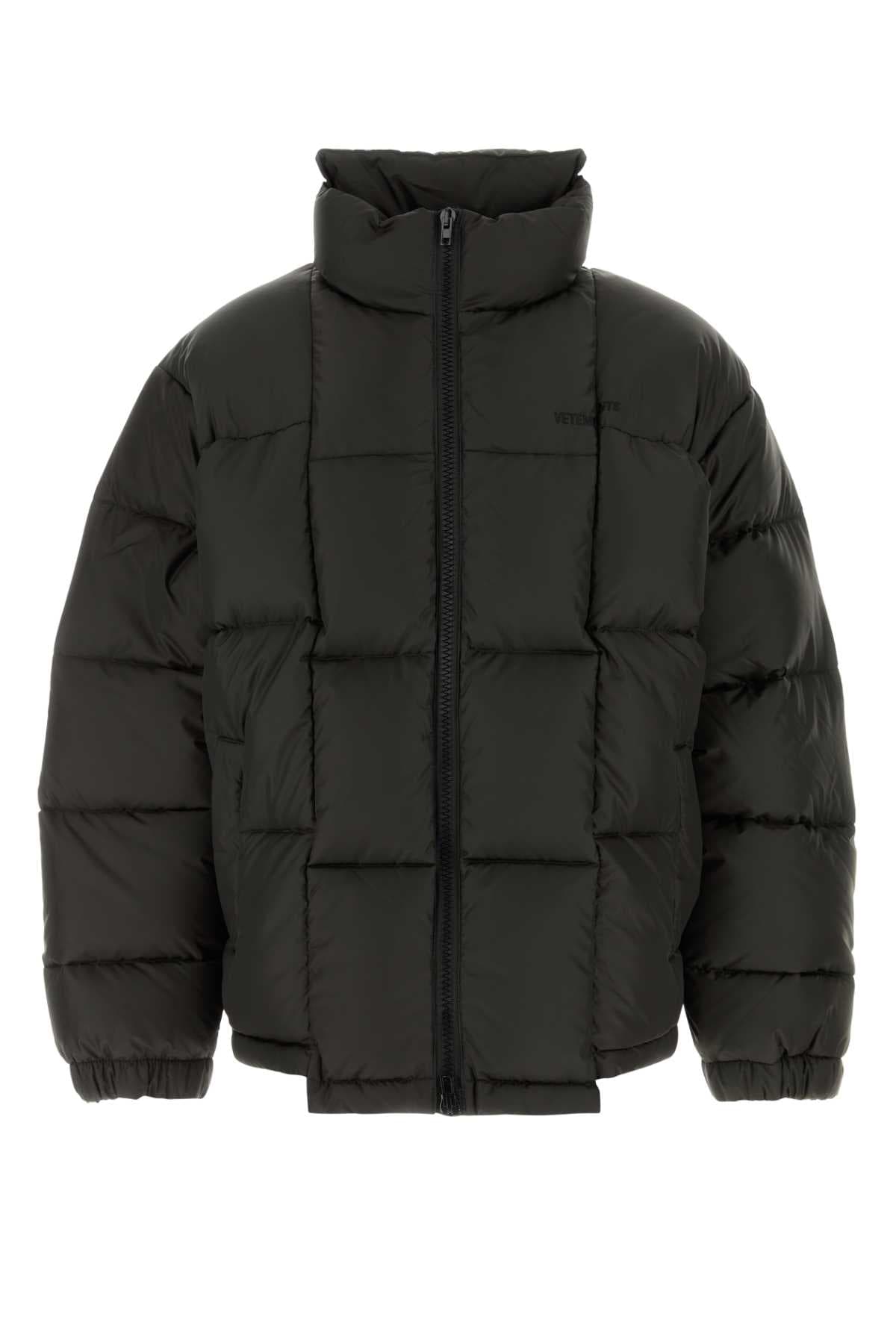 Dark brown polyester down jacket