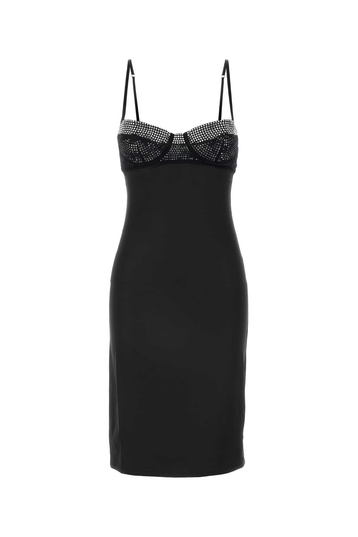 Black stretch satin dress