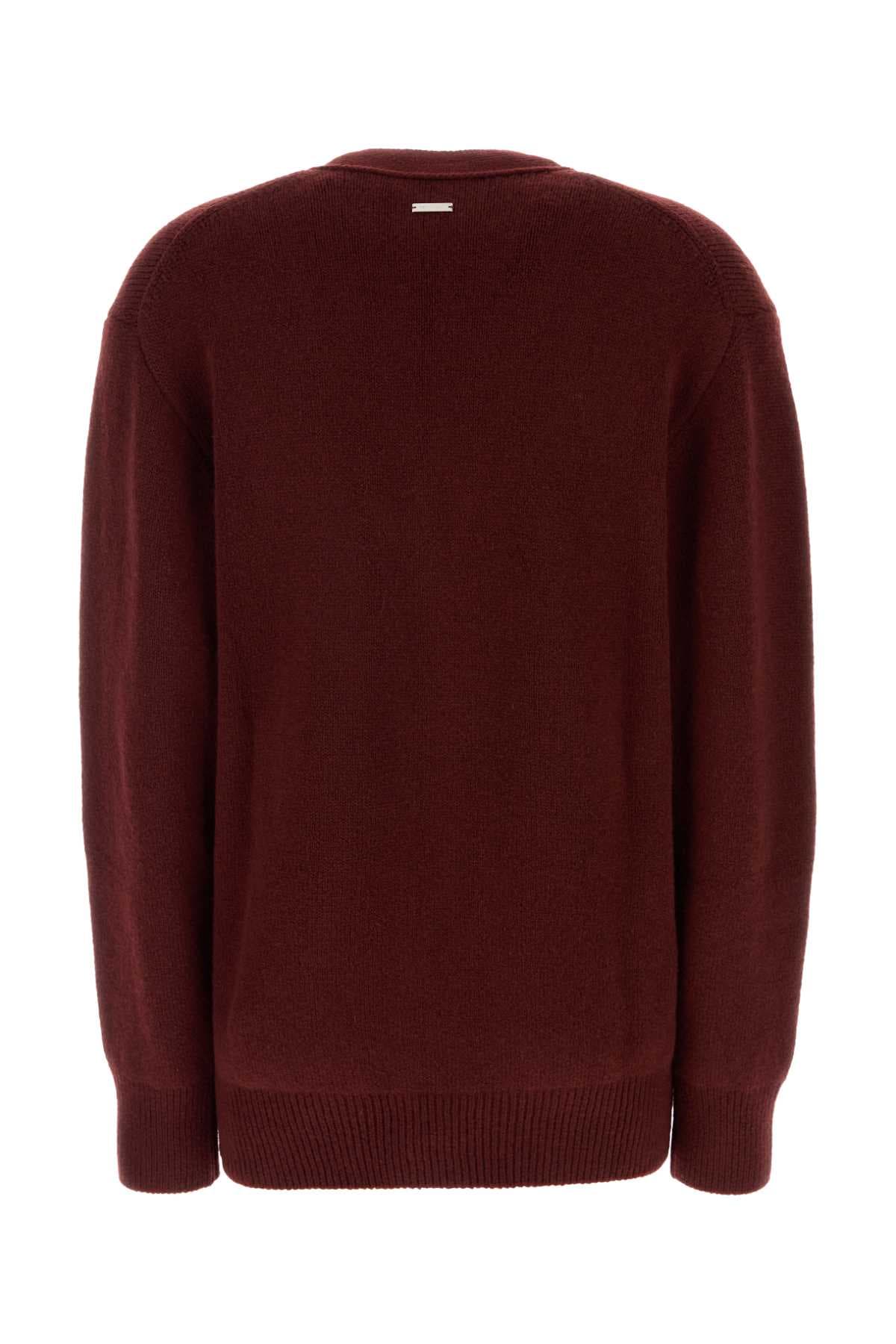 Burgundy cashmere blend cardigan - мініатюра 2