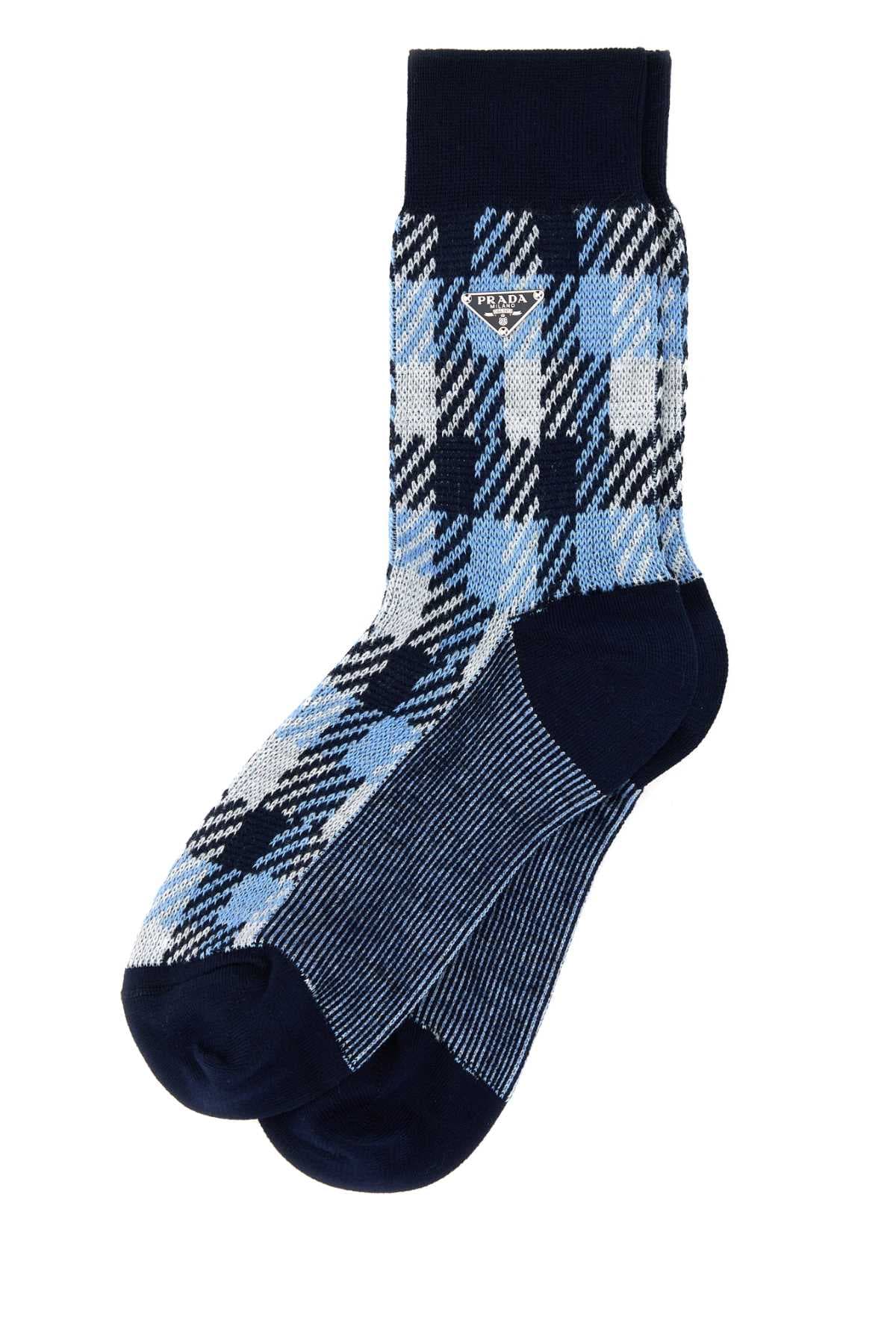 Embroidered stretch cotton socks