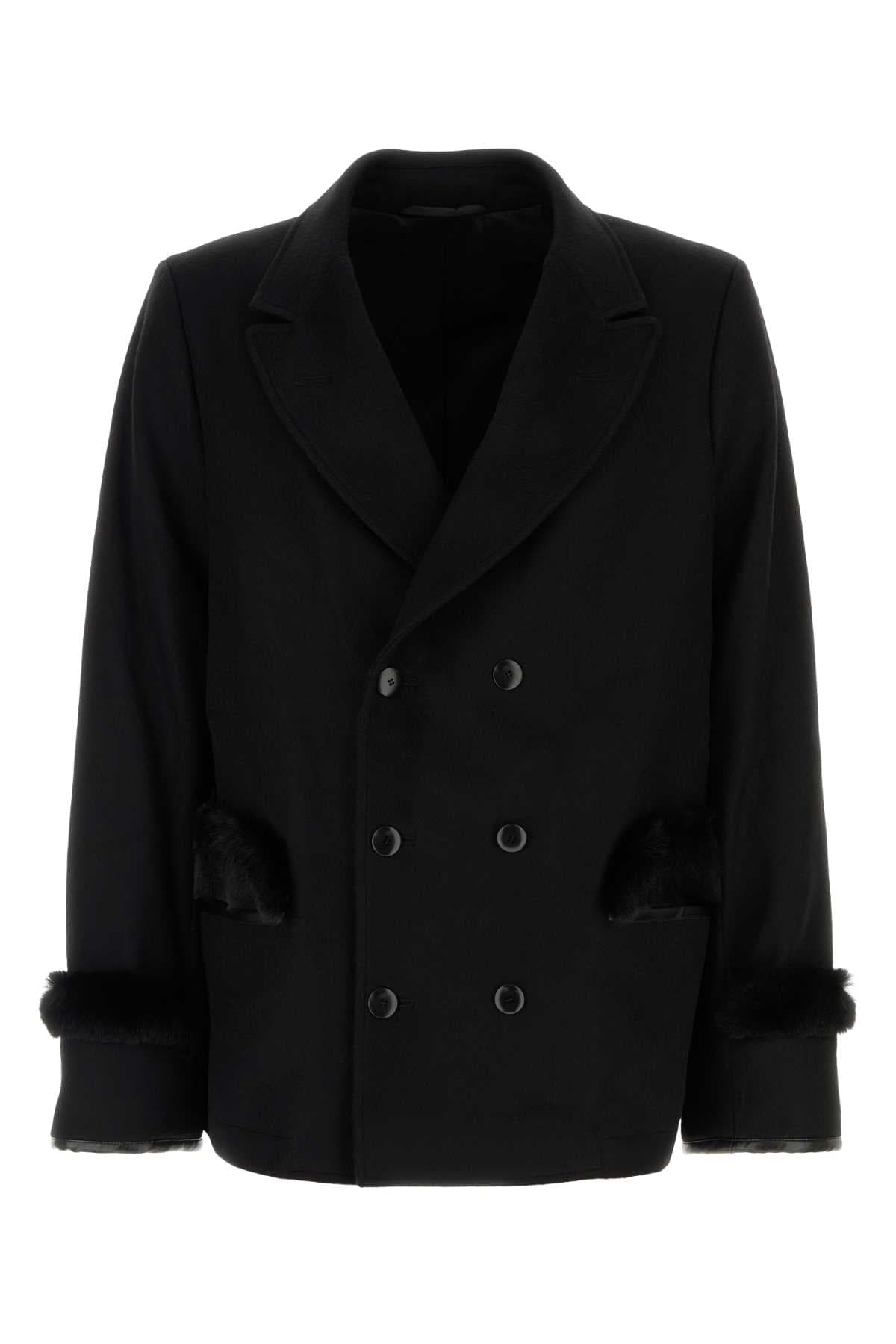Black wool blend coat
