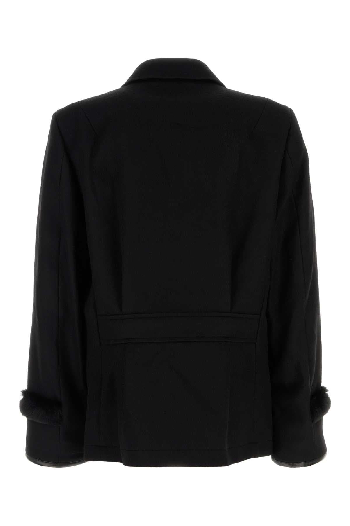 Black wool blend coat - мініатюра 2
