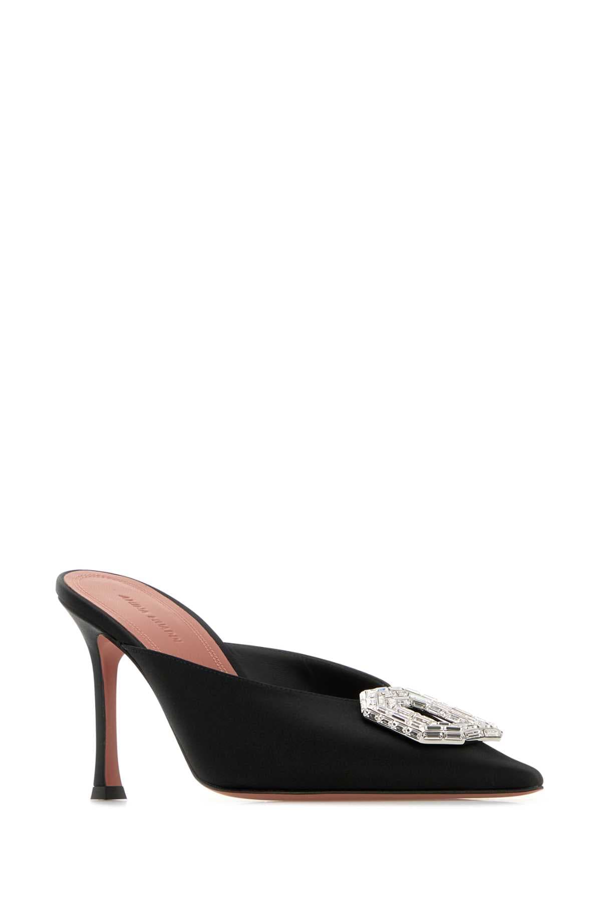 Black satin Camelia mules - мініатюра 2