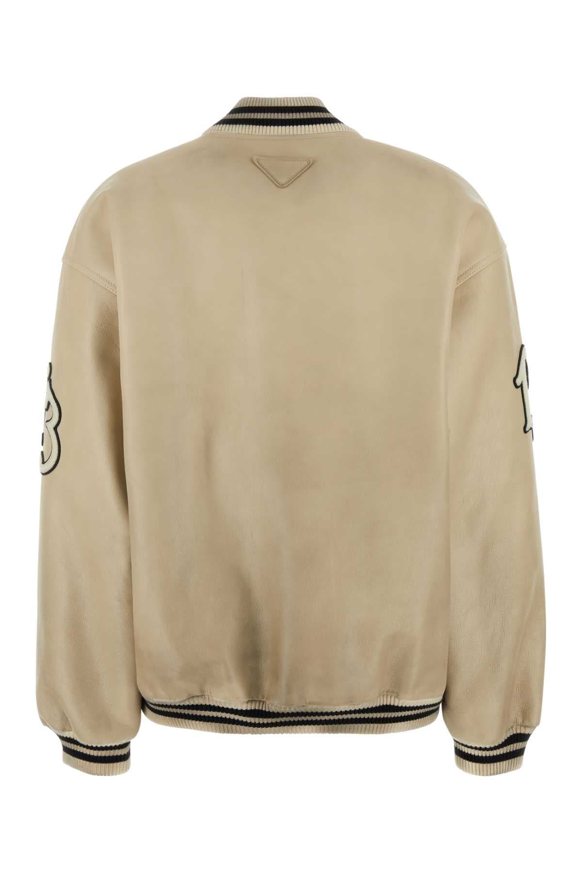 Ivory leather bomber jacket - мініатюра 2