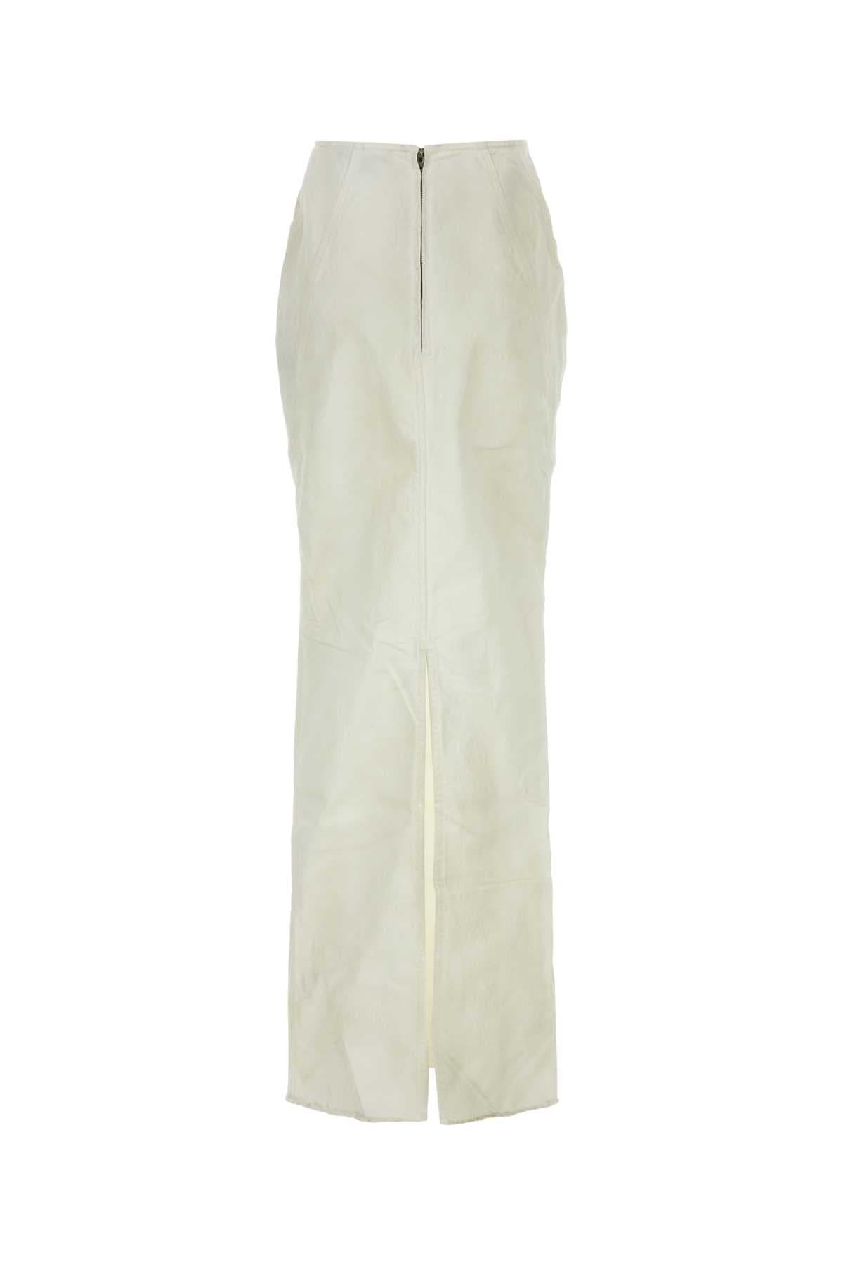 White stretch denim Channel skirt - мініатюра 2