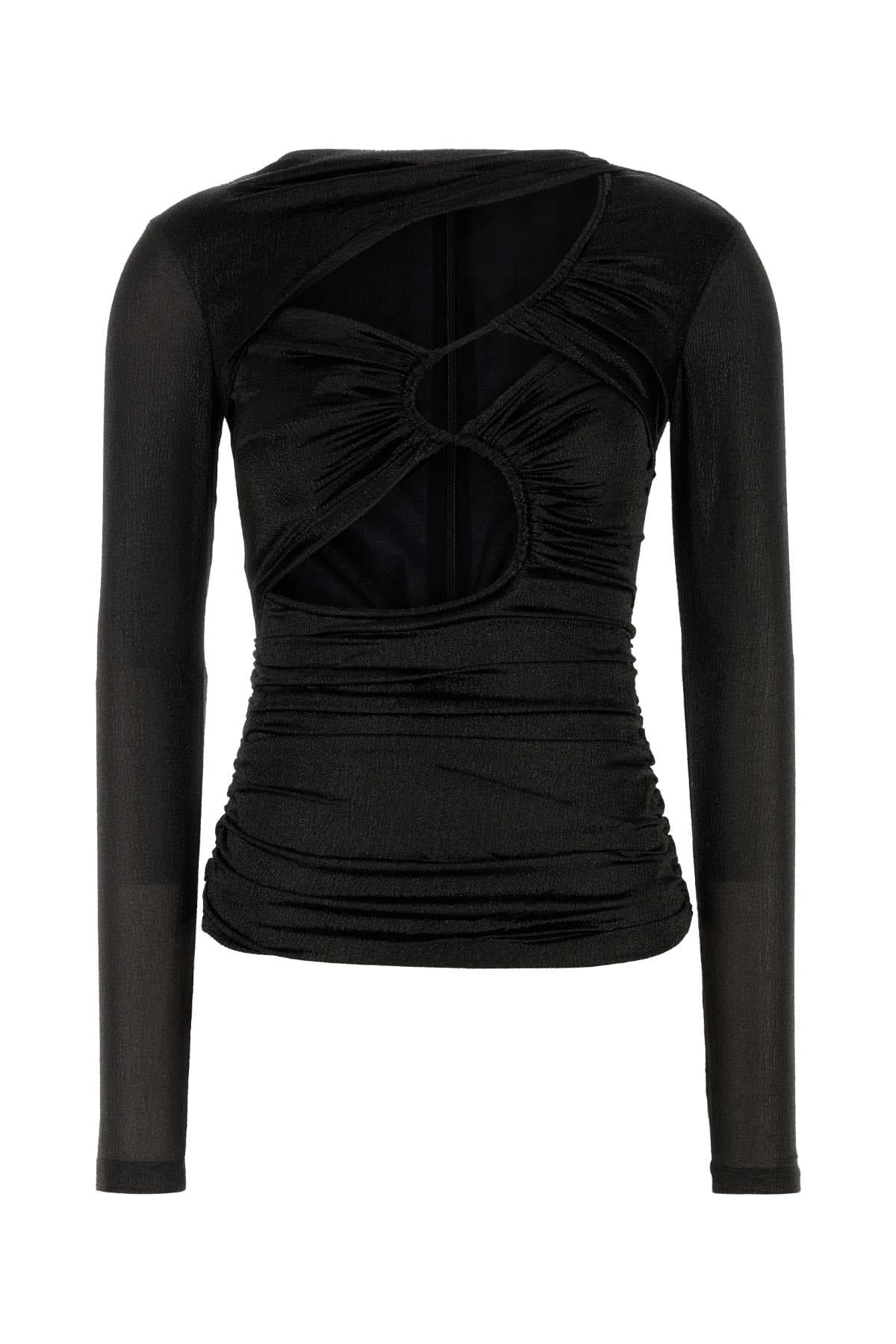 Black stretch silk blend Rose top