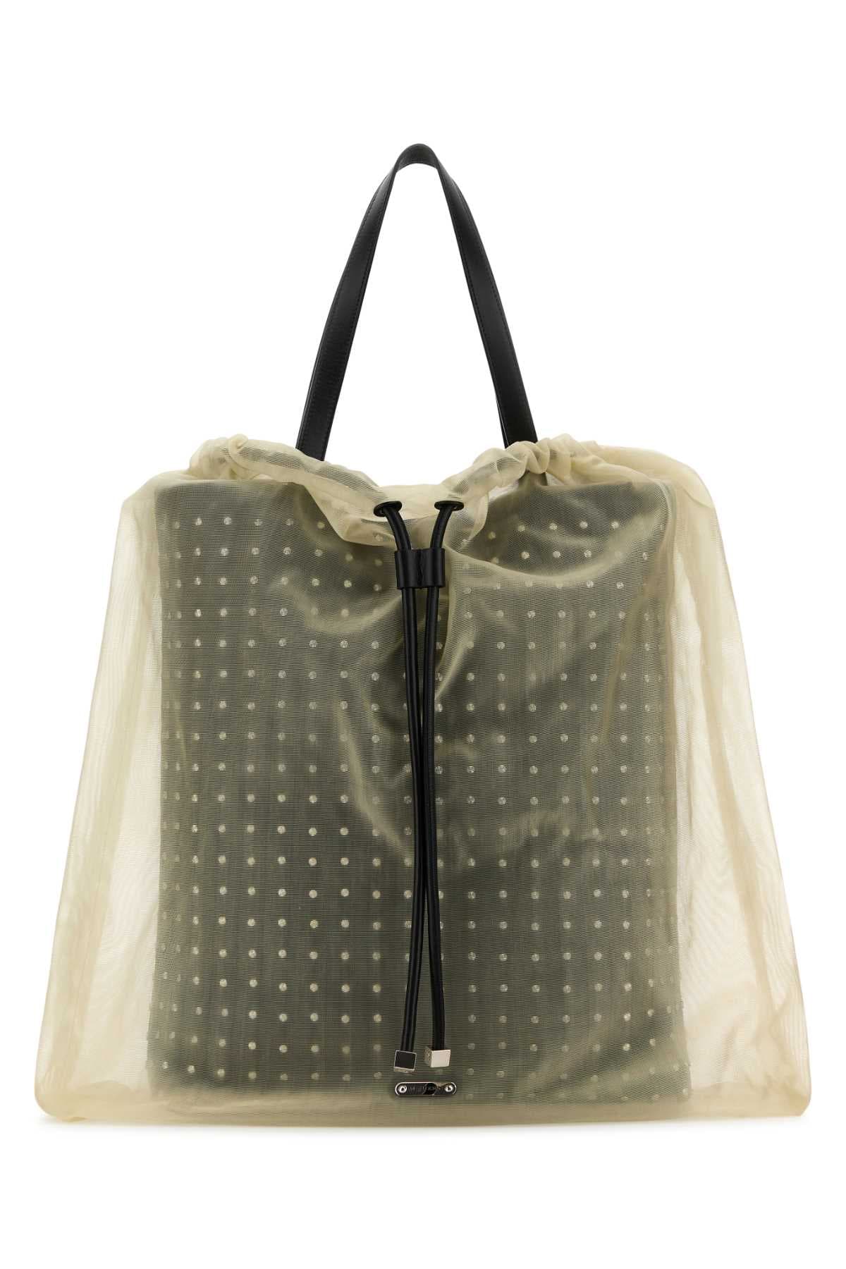 Two-tone leather and tulle Nebula shopping bag