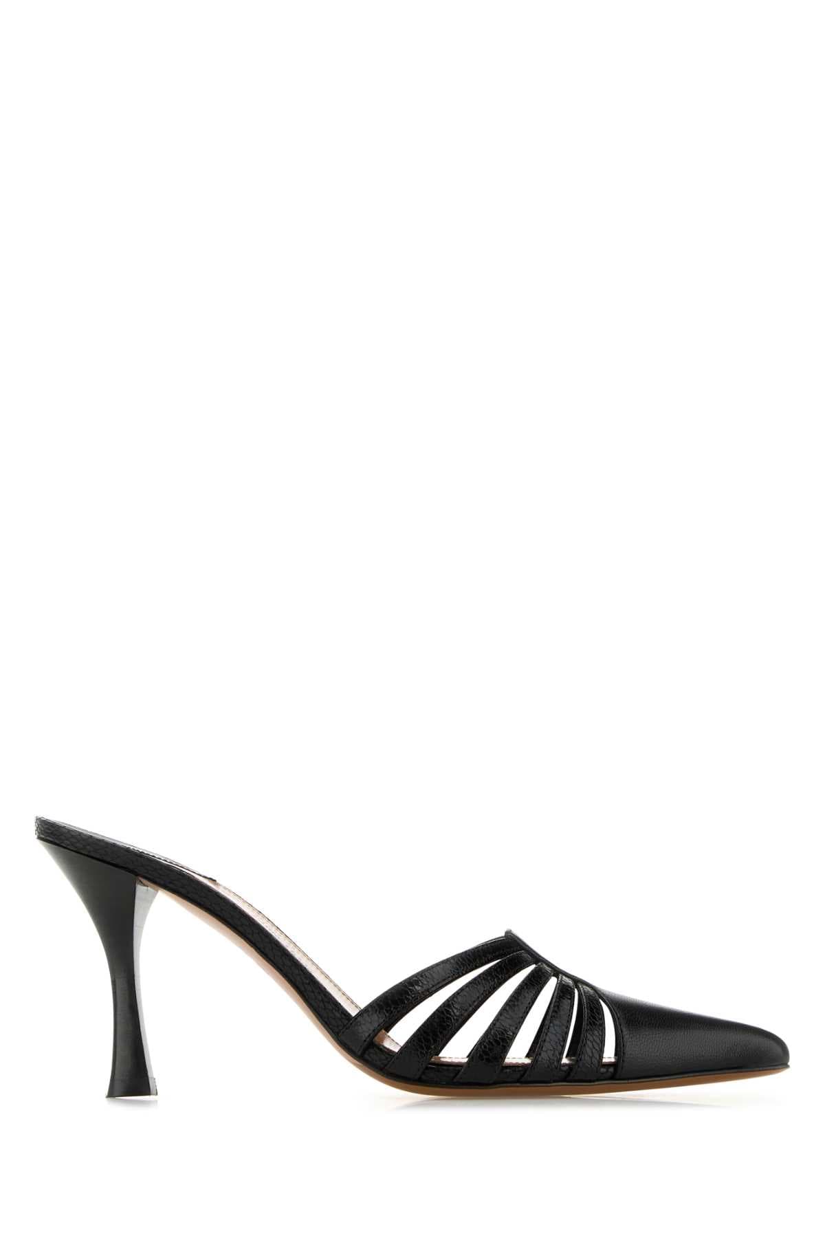 Black leather Nadia mules