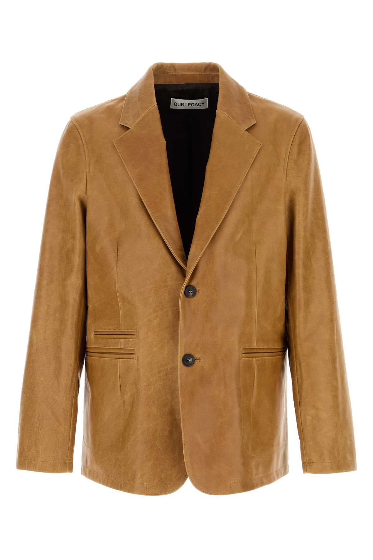 Camel leather Opening blazer