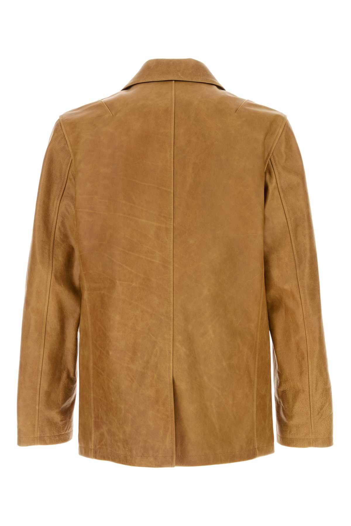 Camel leather Opening blazer - мініатюра 2