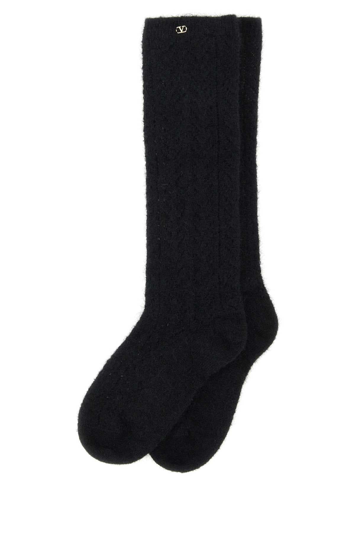 Black stretch mohair blend socks