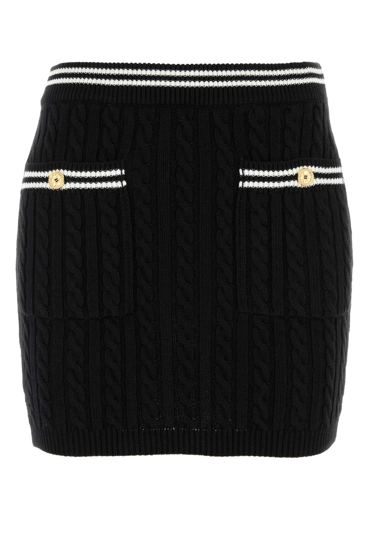 Black cotton mini skirt