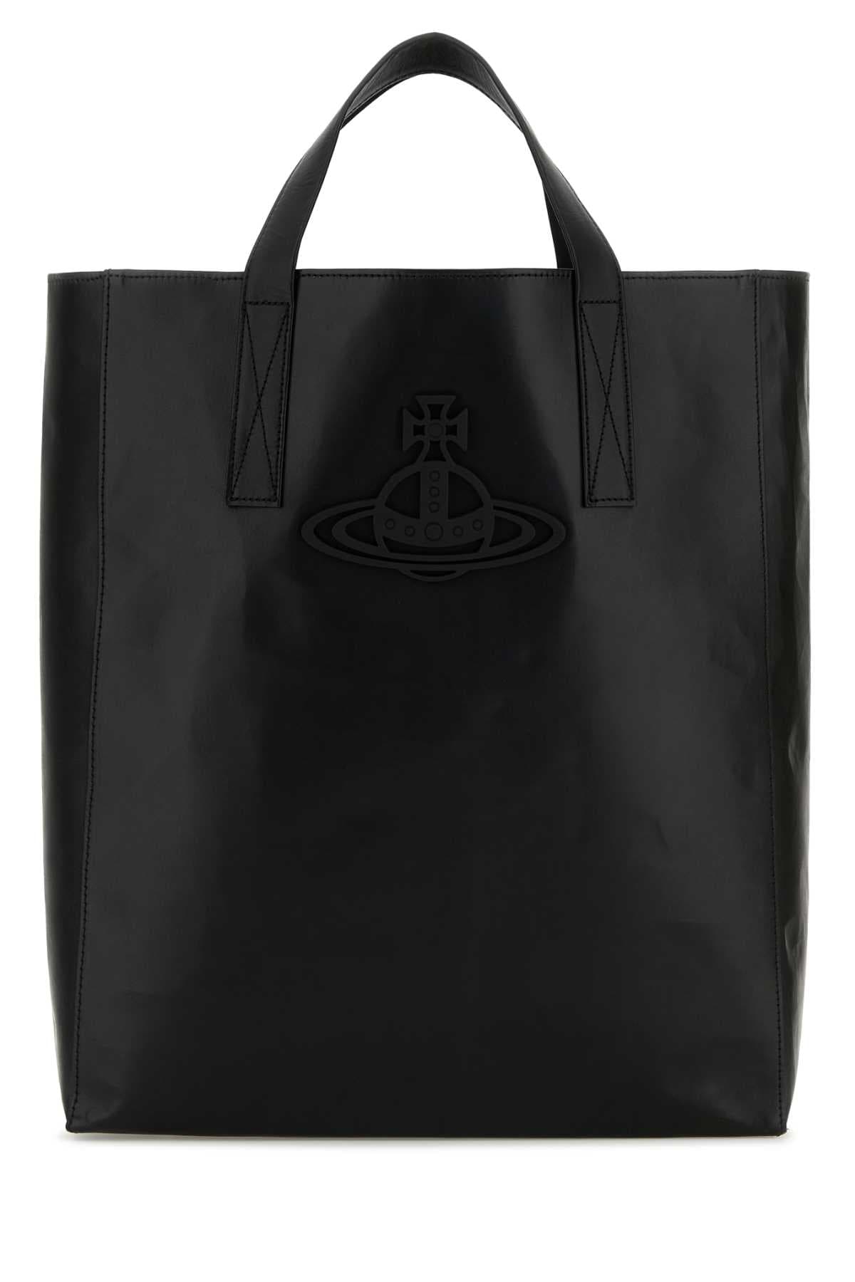 Black leather medium Sarah shopping bag