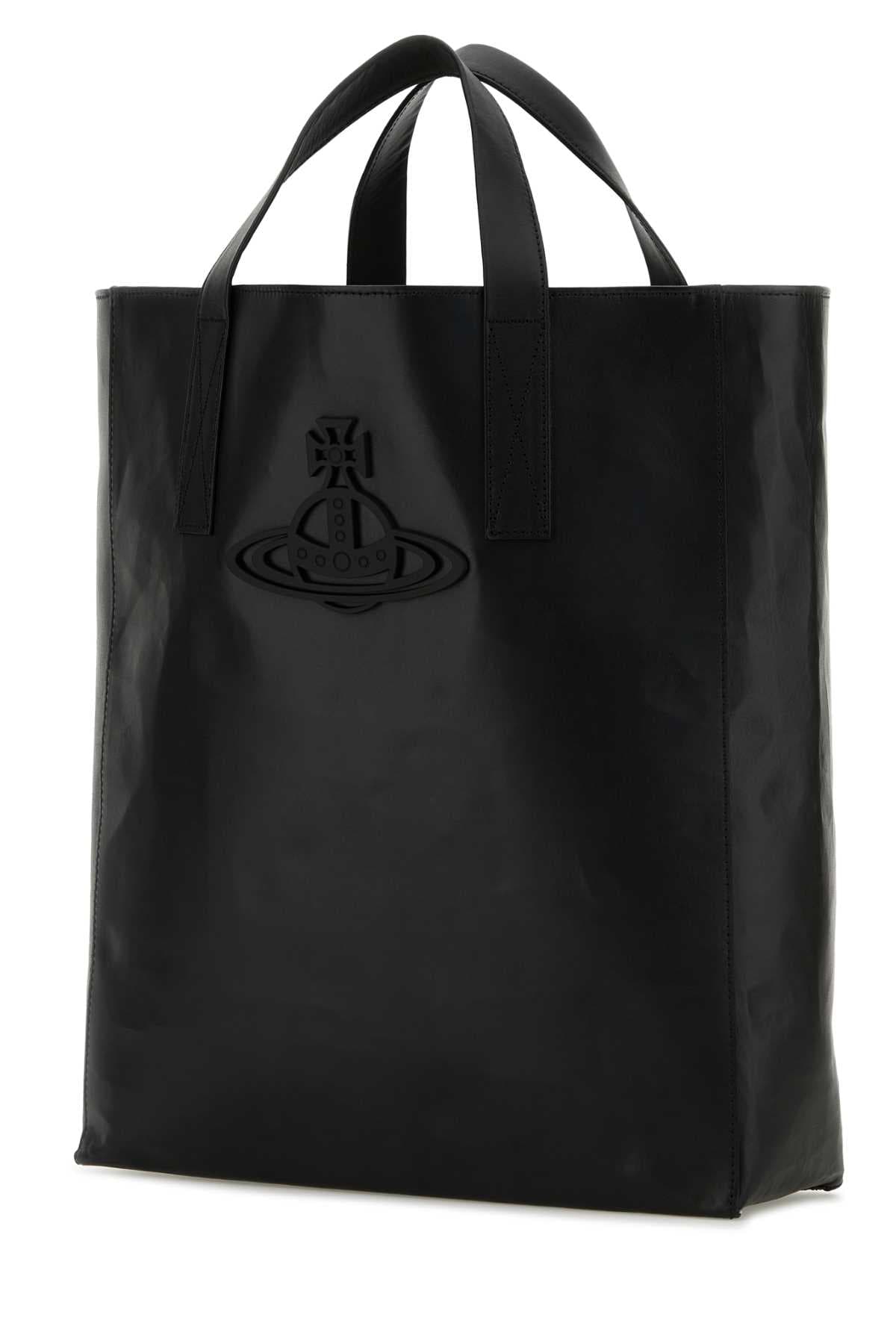 Black leather medium Sarah shopping bag - мініатюра 2