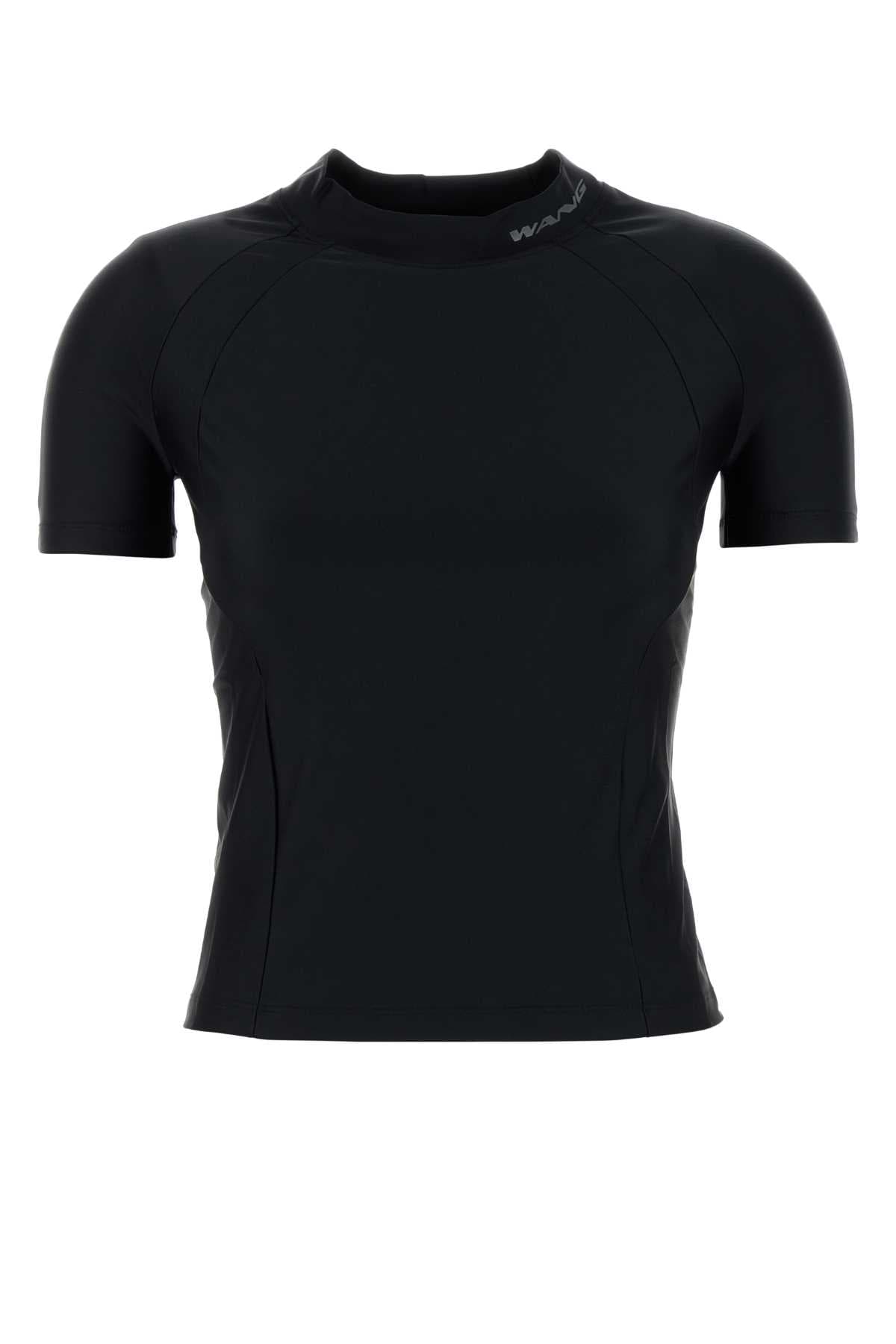 Black stretch nylon t-shirt