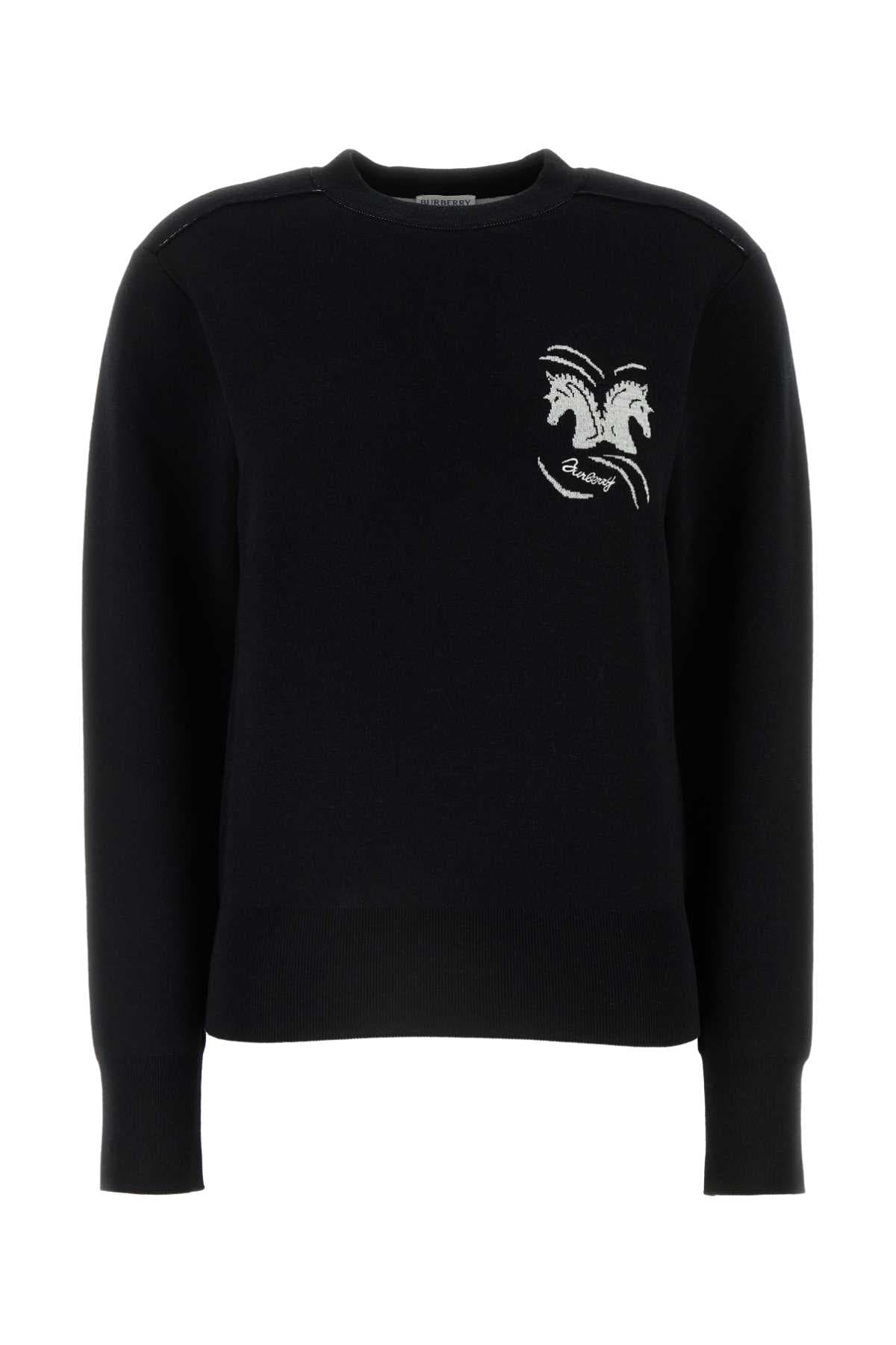 Black stretch wool blend sweater