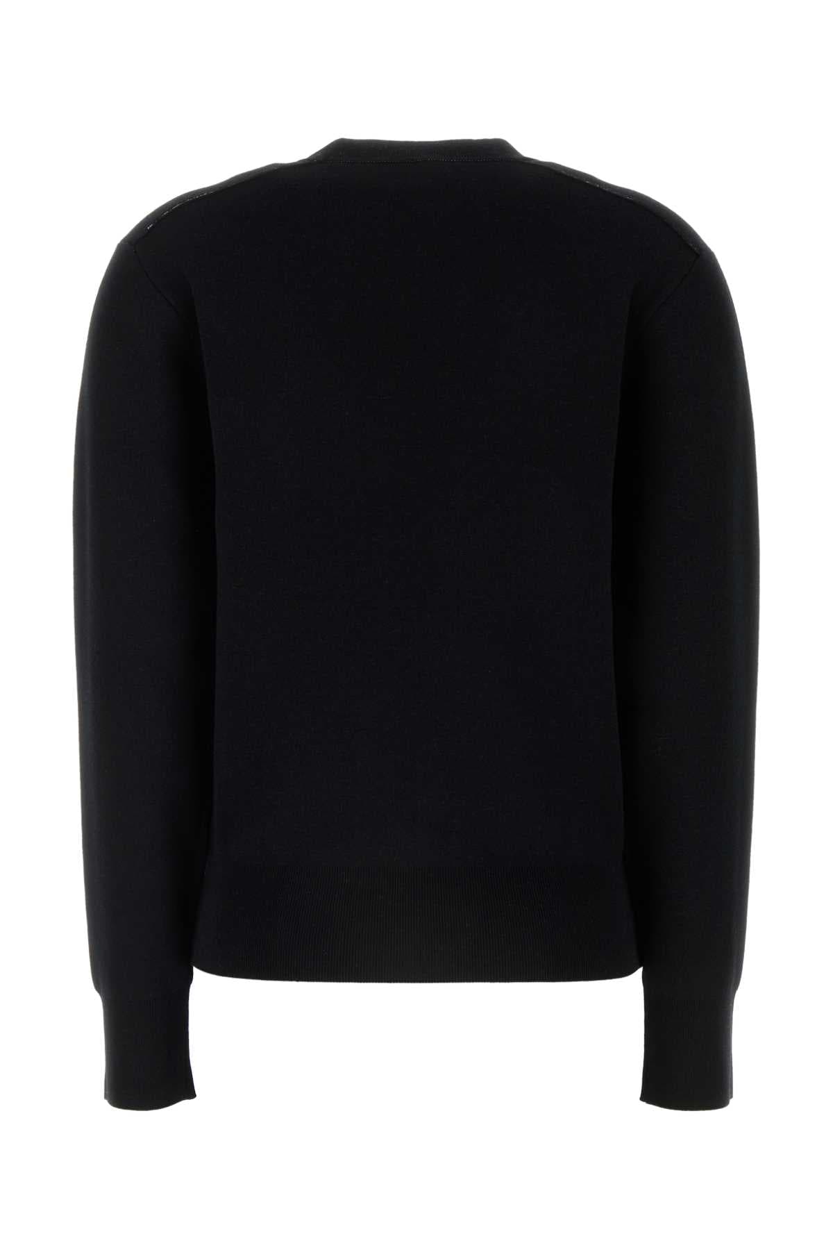 Black stretch wool blend sweater - мініатюра 2