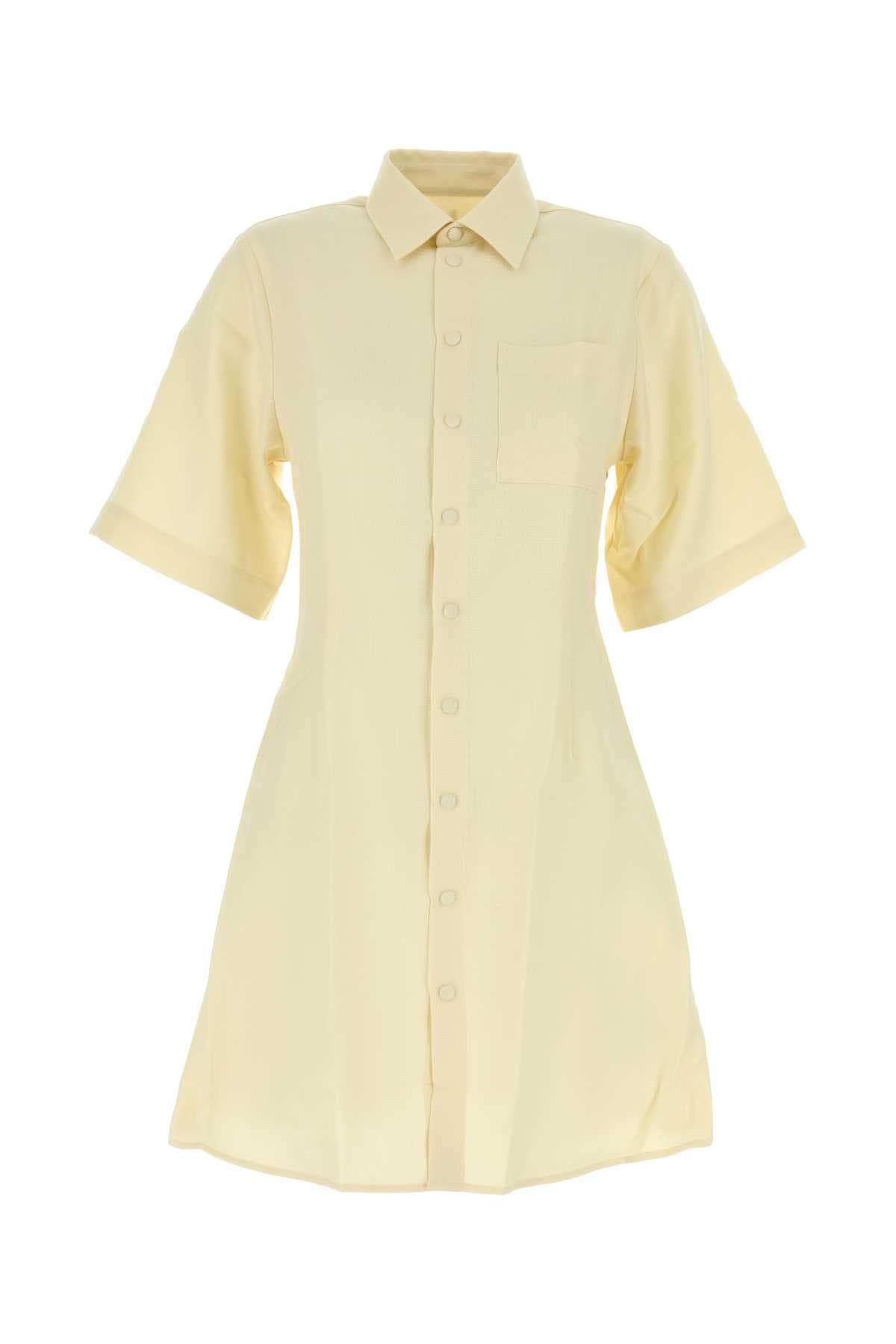 Pastel yellow wool shirt dress