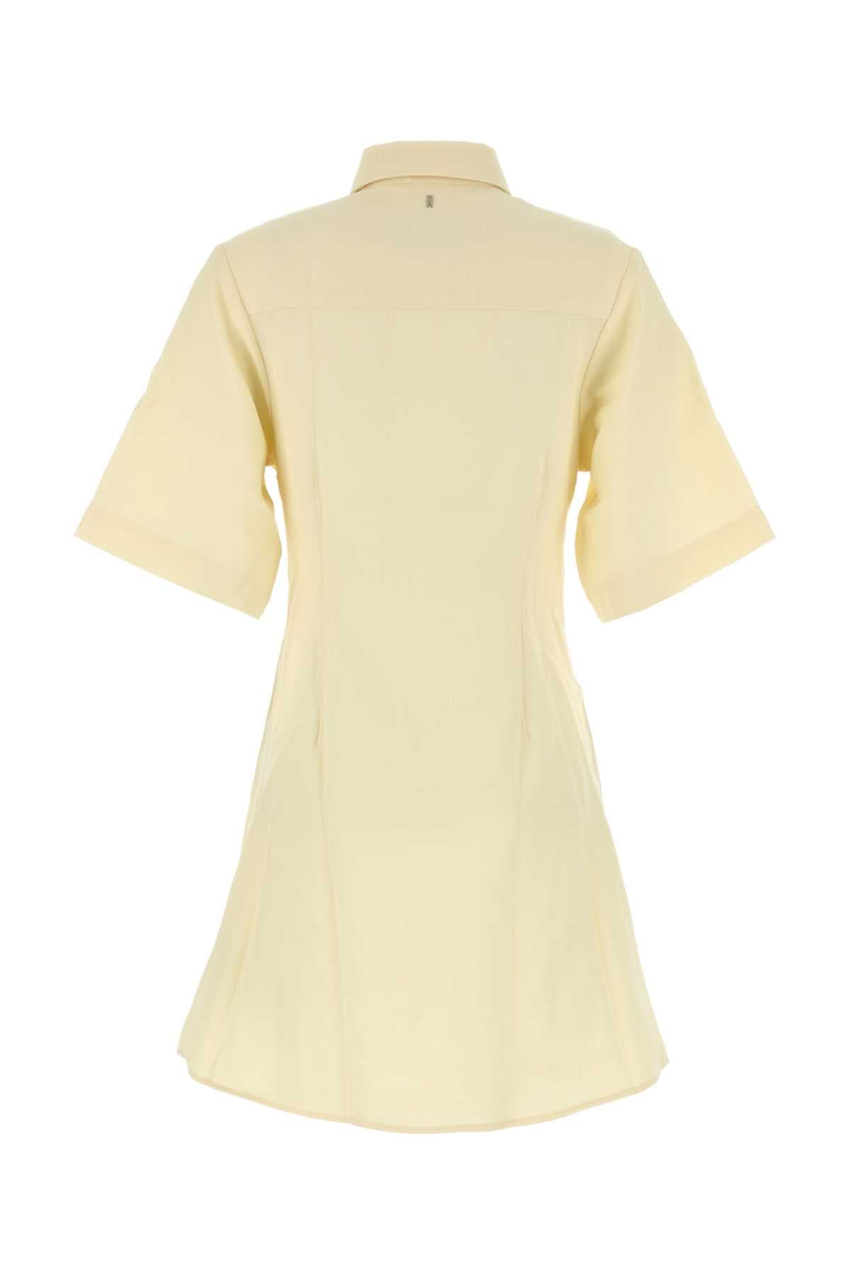 Pastel yellow wool shirt dress - мініатюра 2
