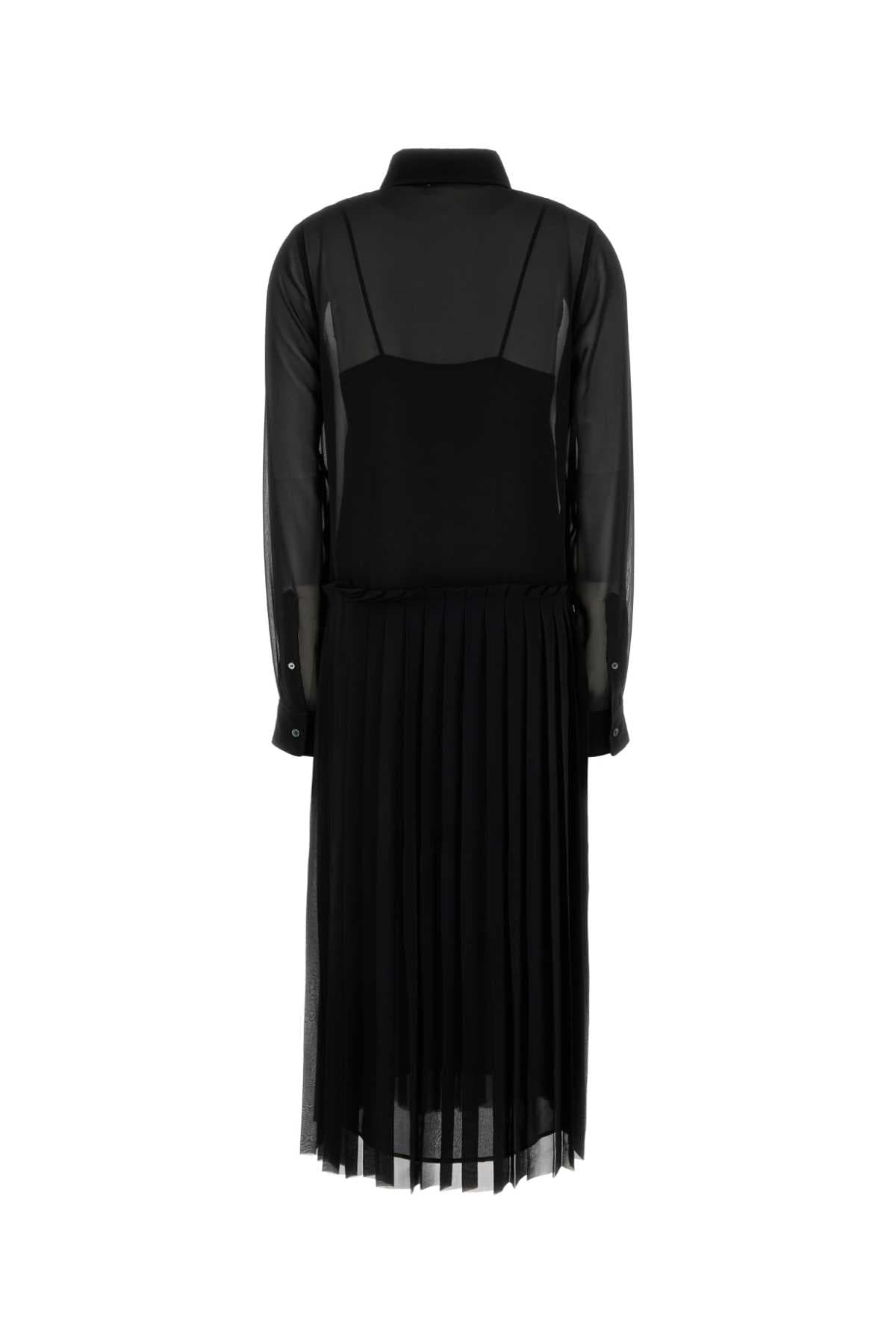 Black polyester shirt dress - мініатюра 2