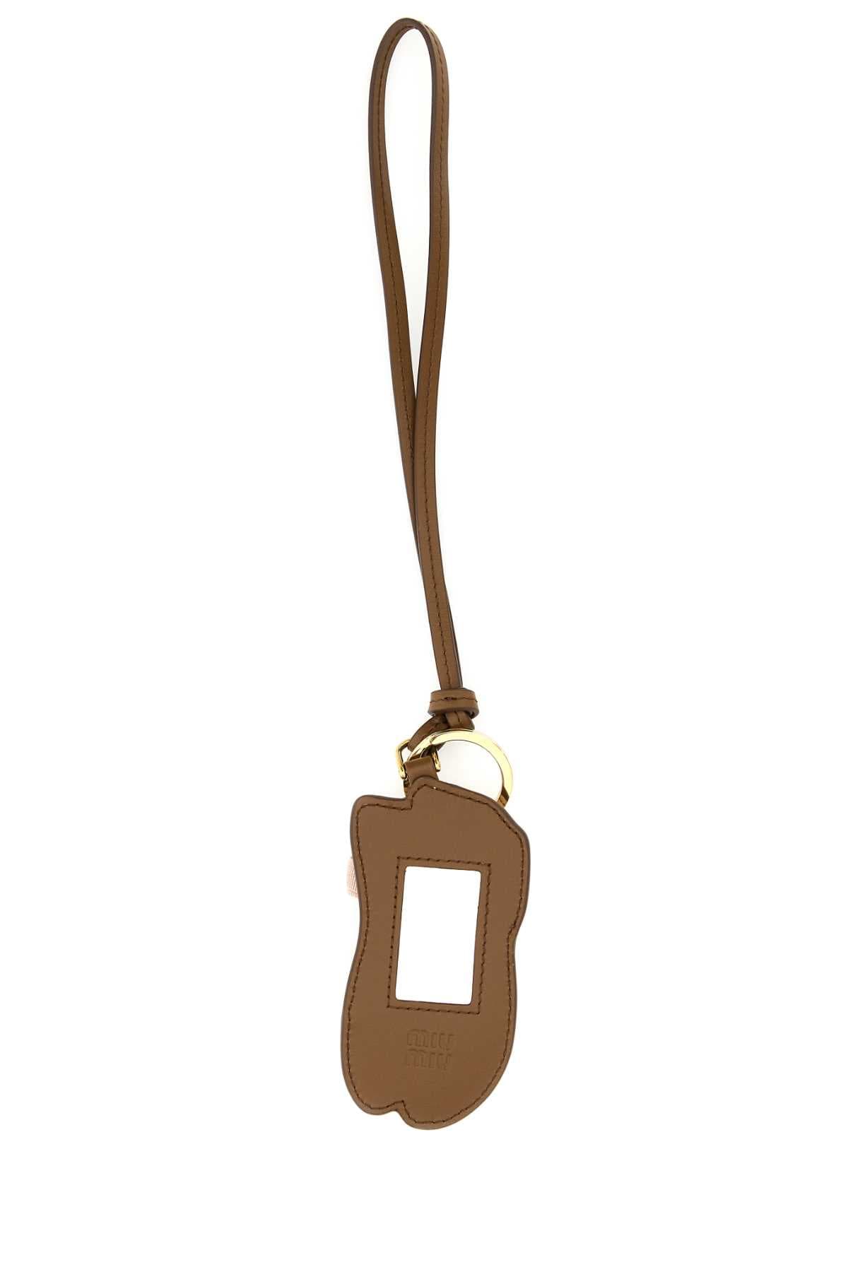 Pastel pink leather keyring - мініатюра 2