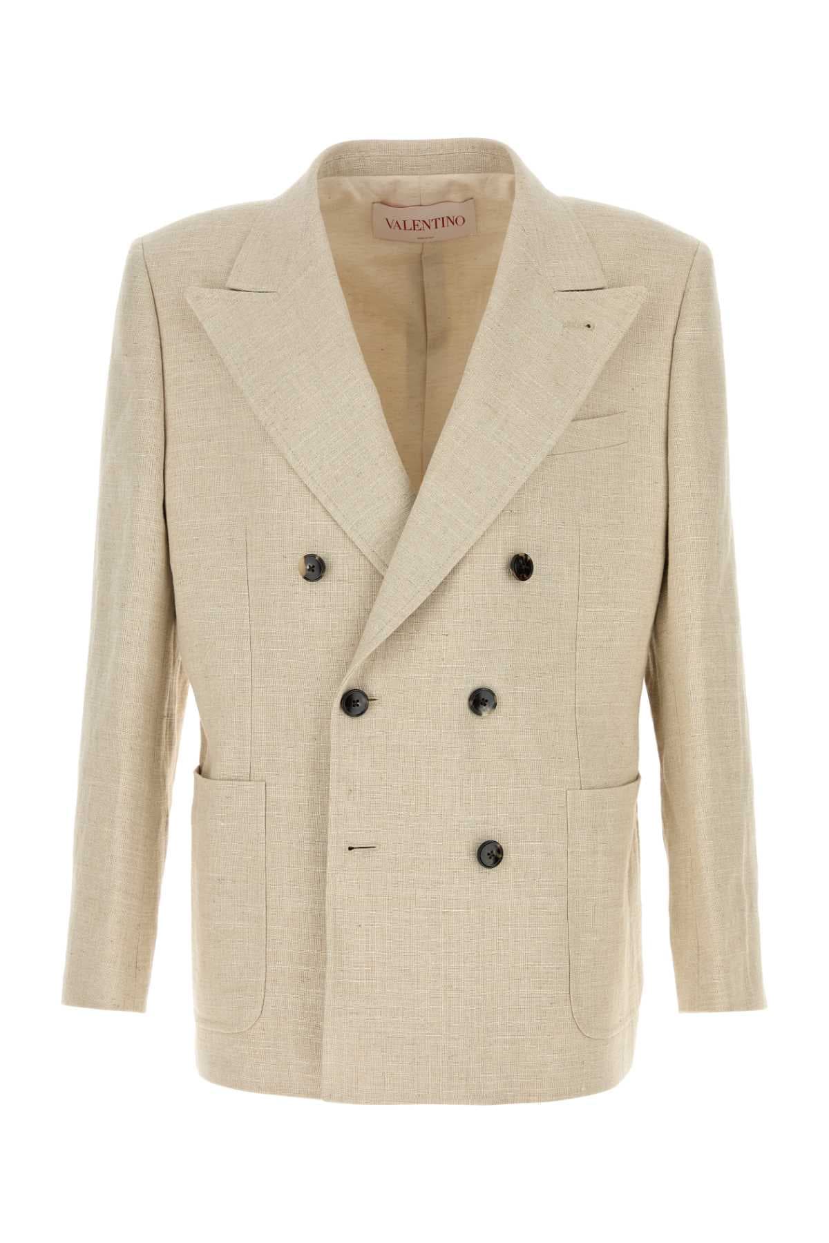 Beige linen blend blazer
