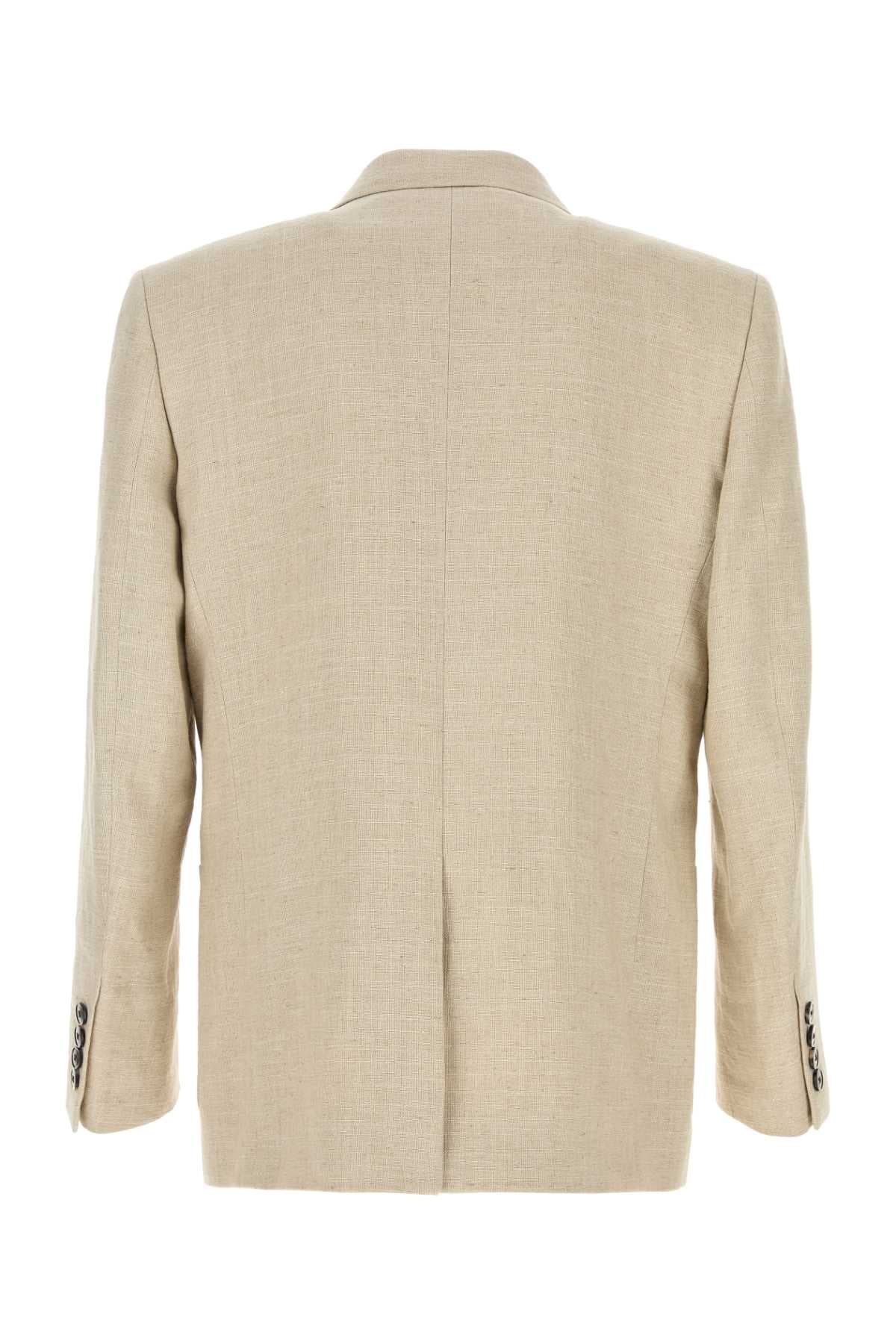 Beige linen blend blazer - мініатюра 2