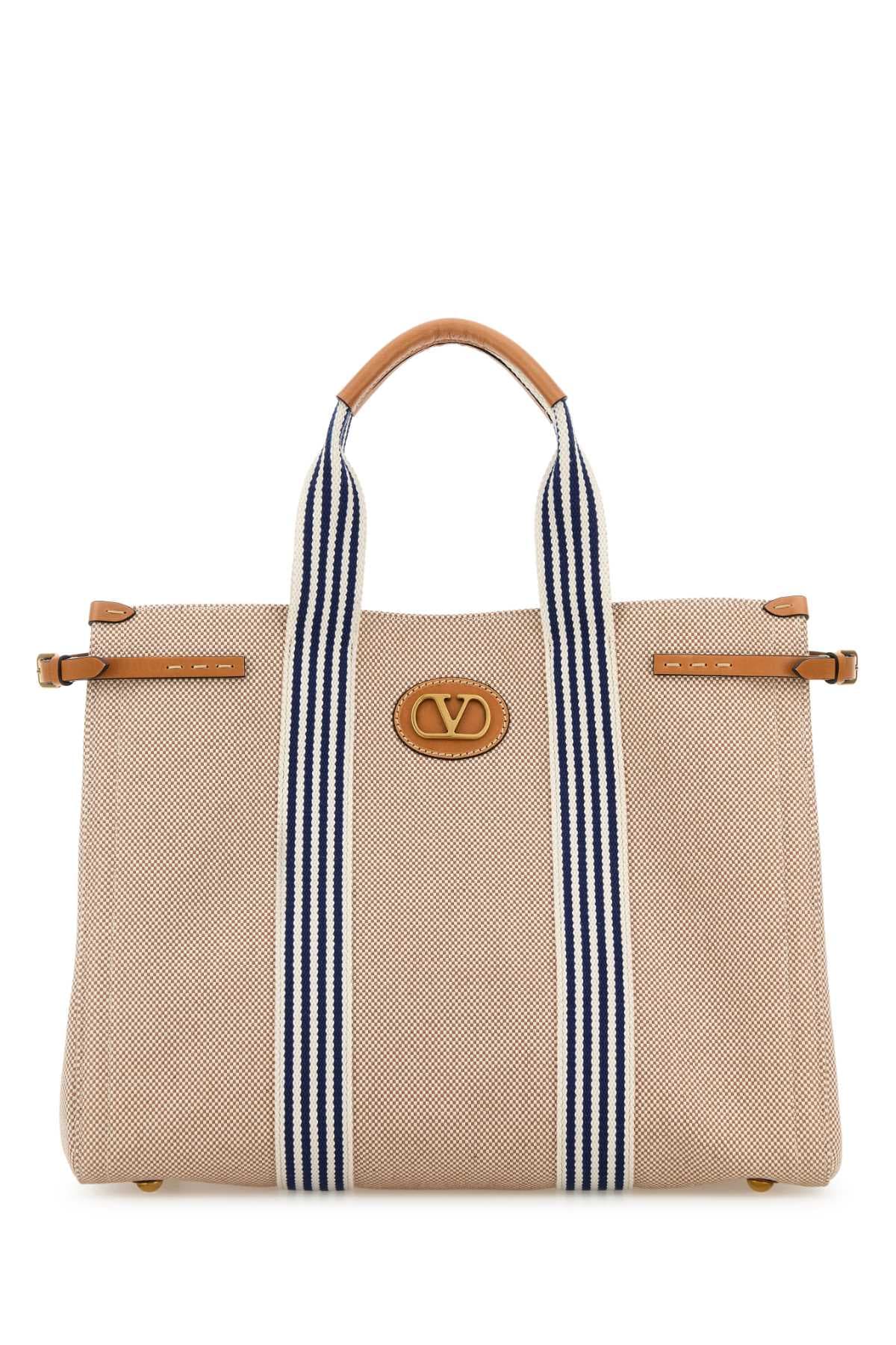 Two-tone canvas Antibes shopping bag