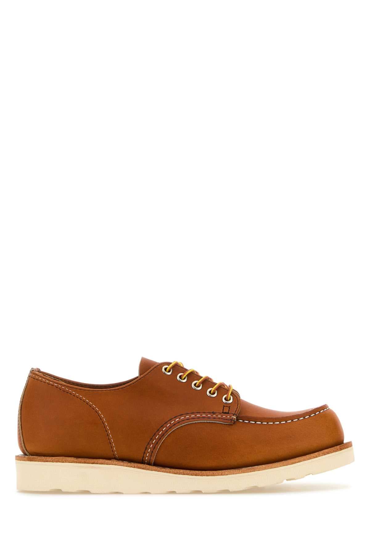 Caramel leather lace-up shoes