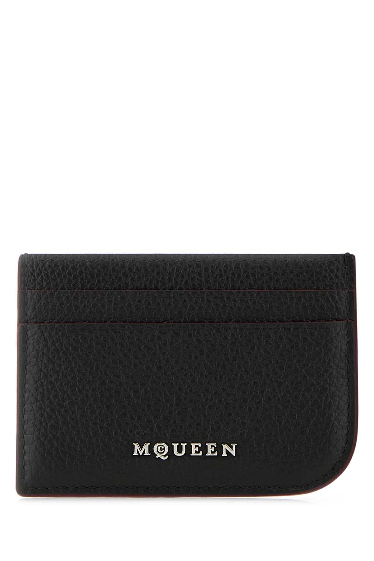 Black leather card holder