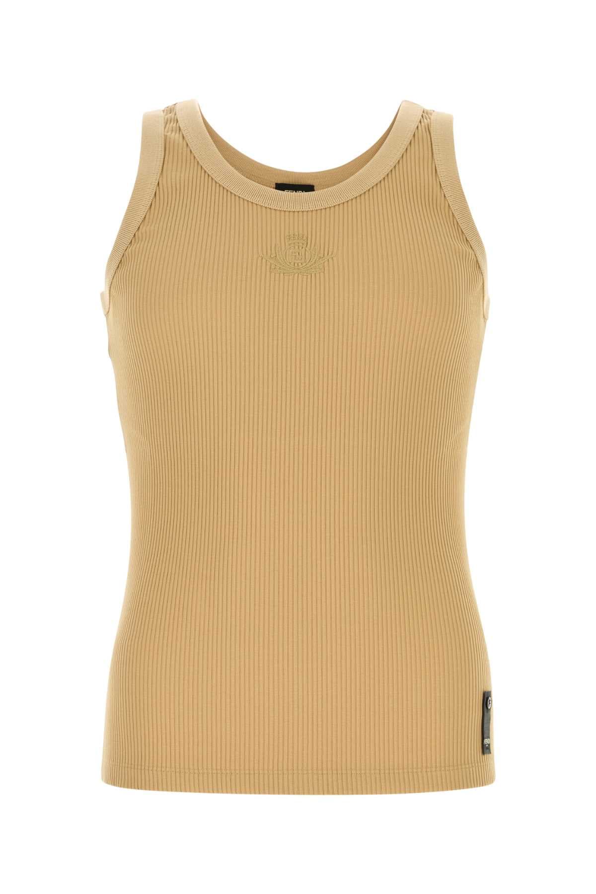Camel stretch nylon tank top