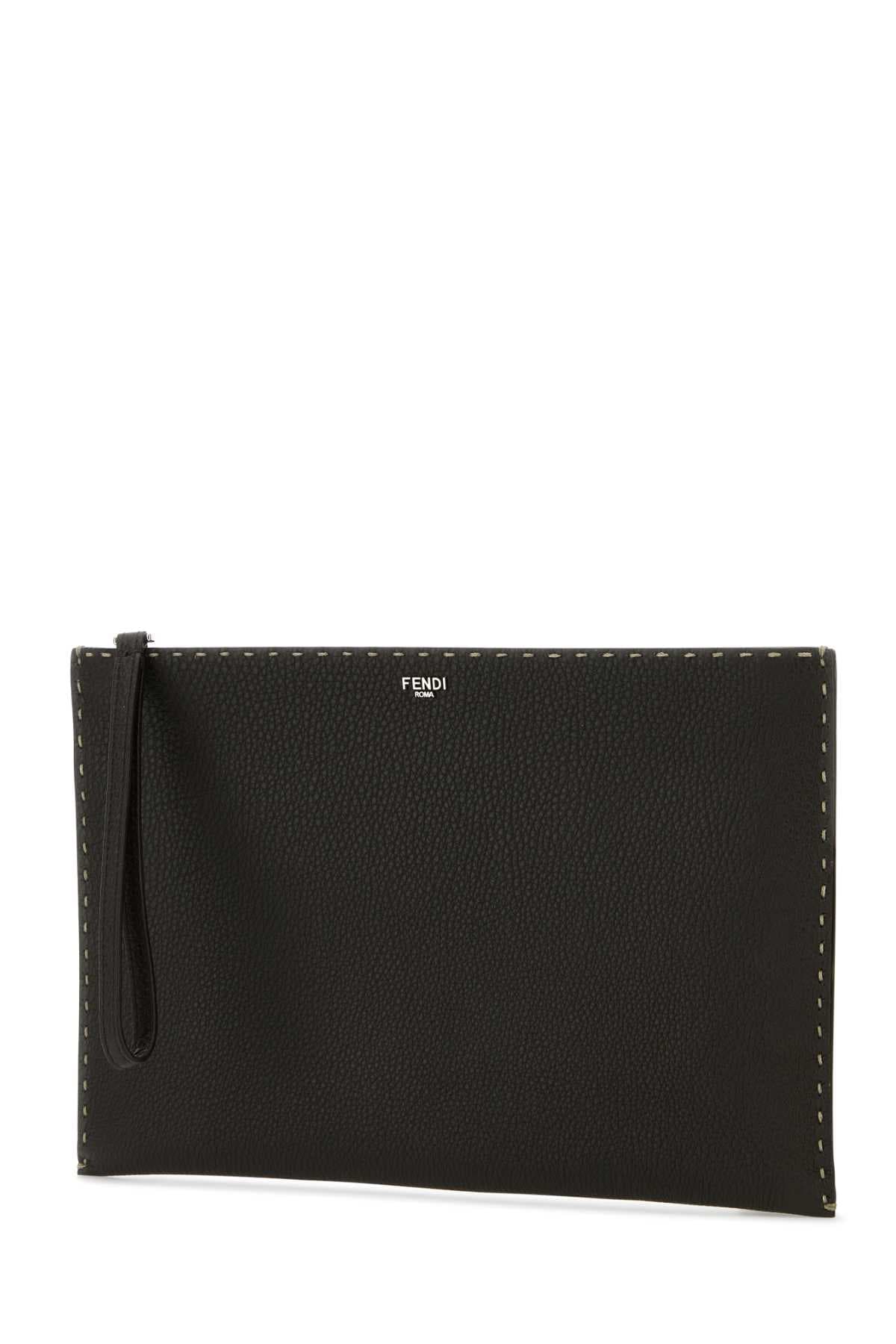 Dark brown leather clutch - мініатюра 2