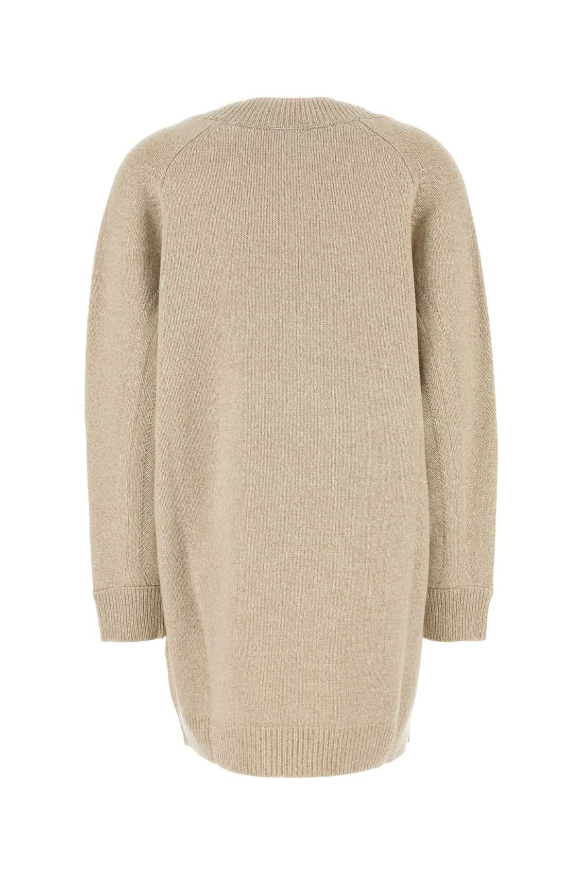 Melange beige wool blend sweater dress - мініатюра 2