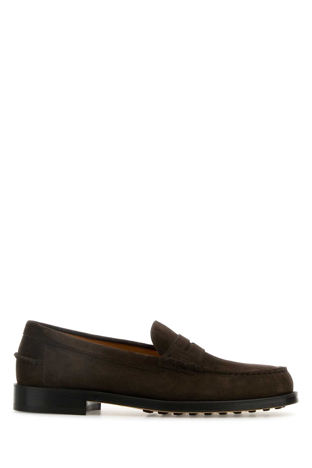 Dark brown suede loafers
