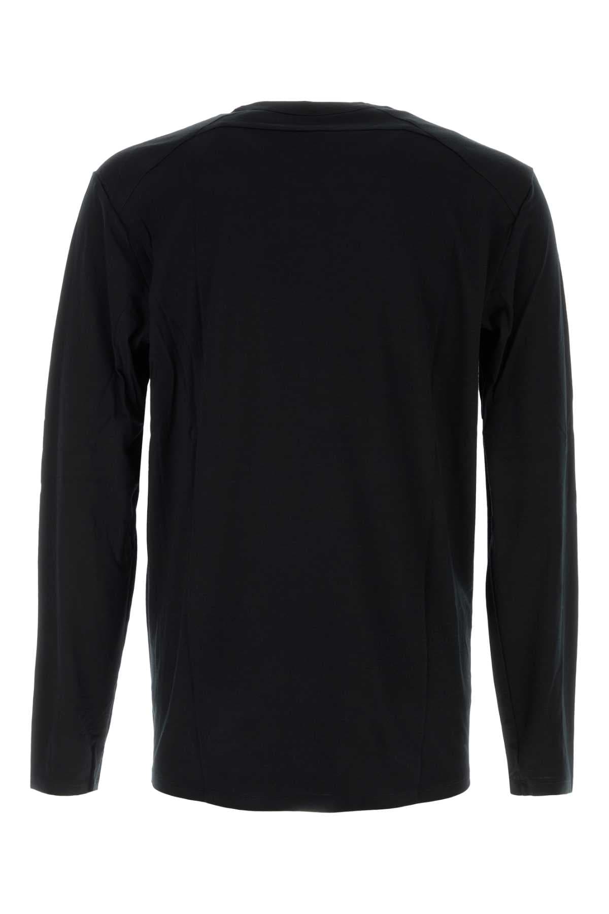 Black wool blend t-shirt - мініатюра 2