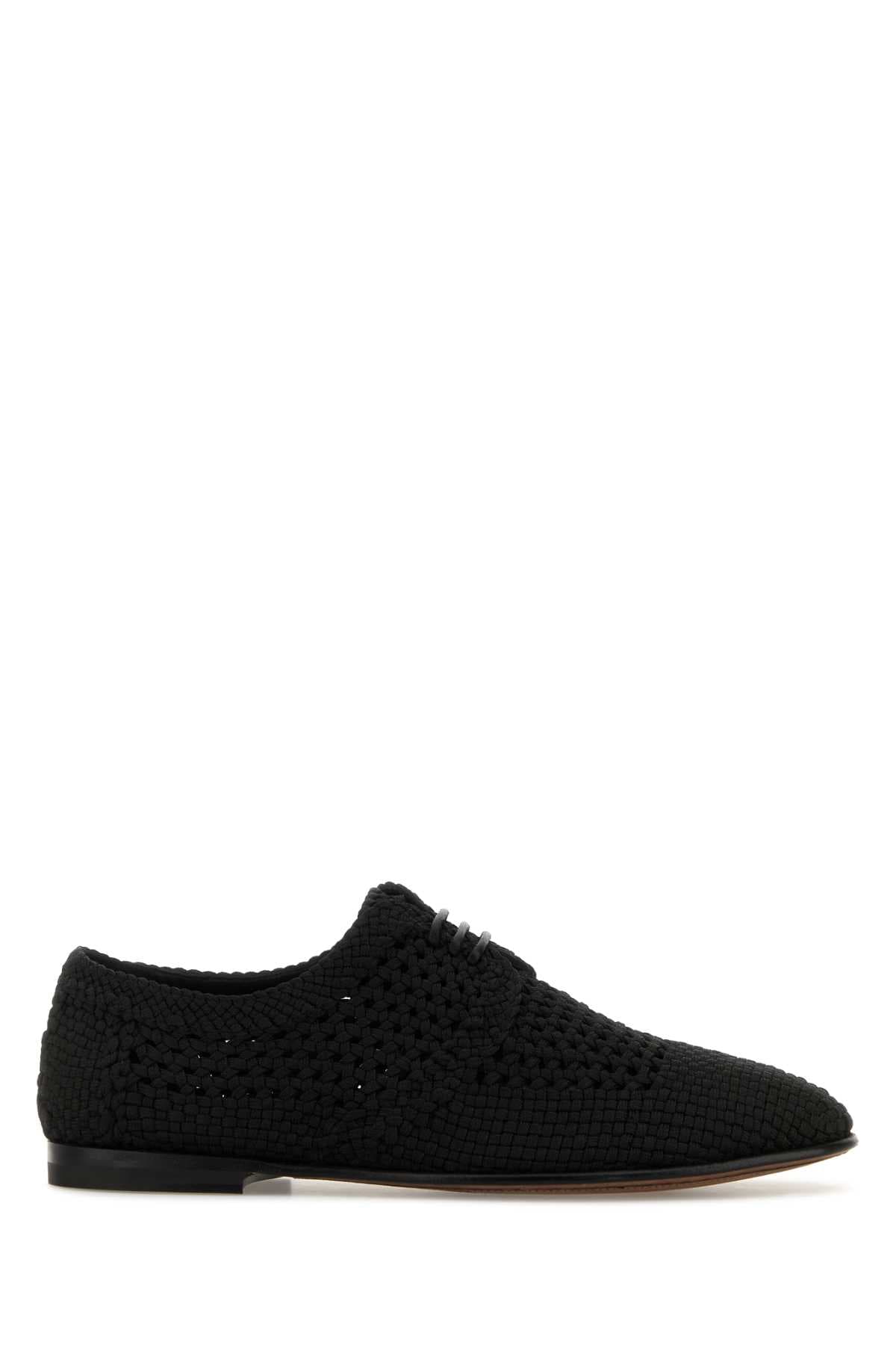 Black crochet lace-up shoes